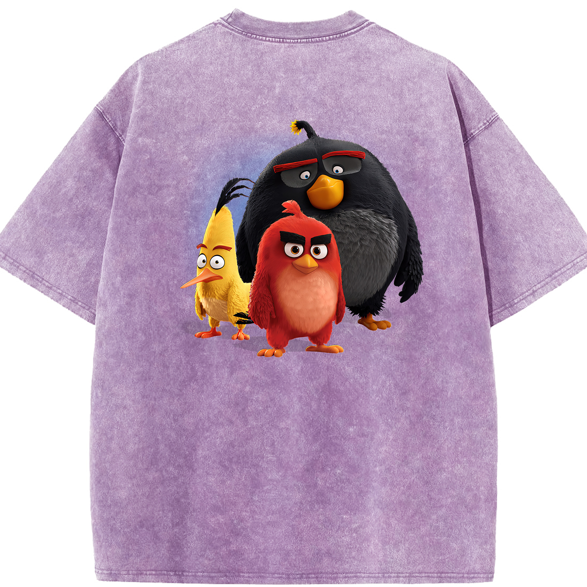 （画像用） Angry Birds アングリーバード 綿100% ヴィンテージ風 半袖Tシャツ（背面プリント）