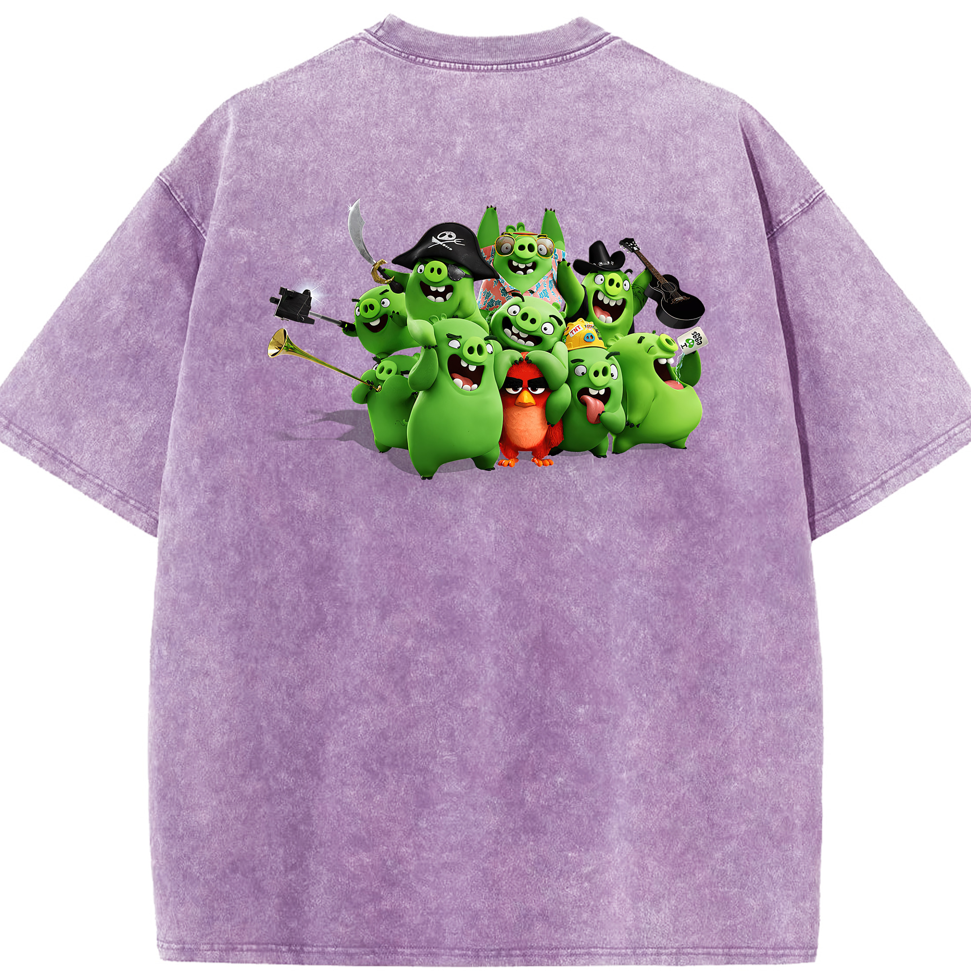 （画像用） Angry Birds アングリーバード 綿100% ヴィンテージ風 半袖Tシャツ（背面プリント）