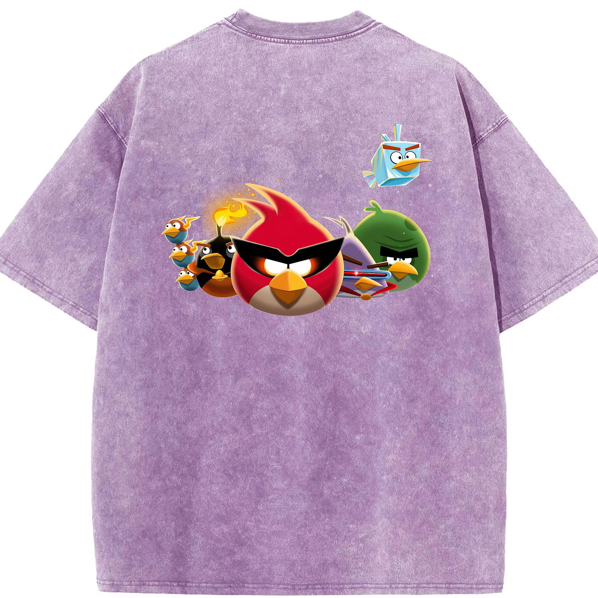 （画像用） Angry Birds アングリーバード 綿100% ヴィンテージ風 半袖Tシャツ（背面プリント）