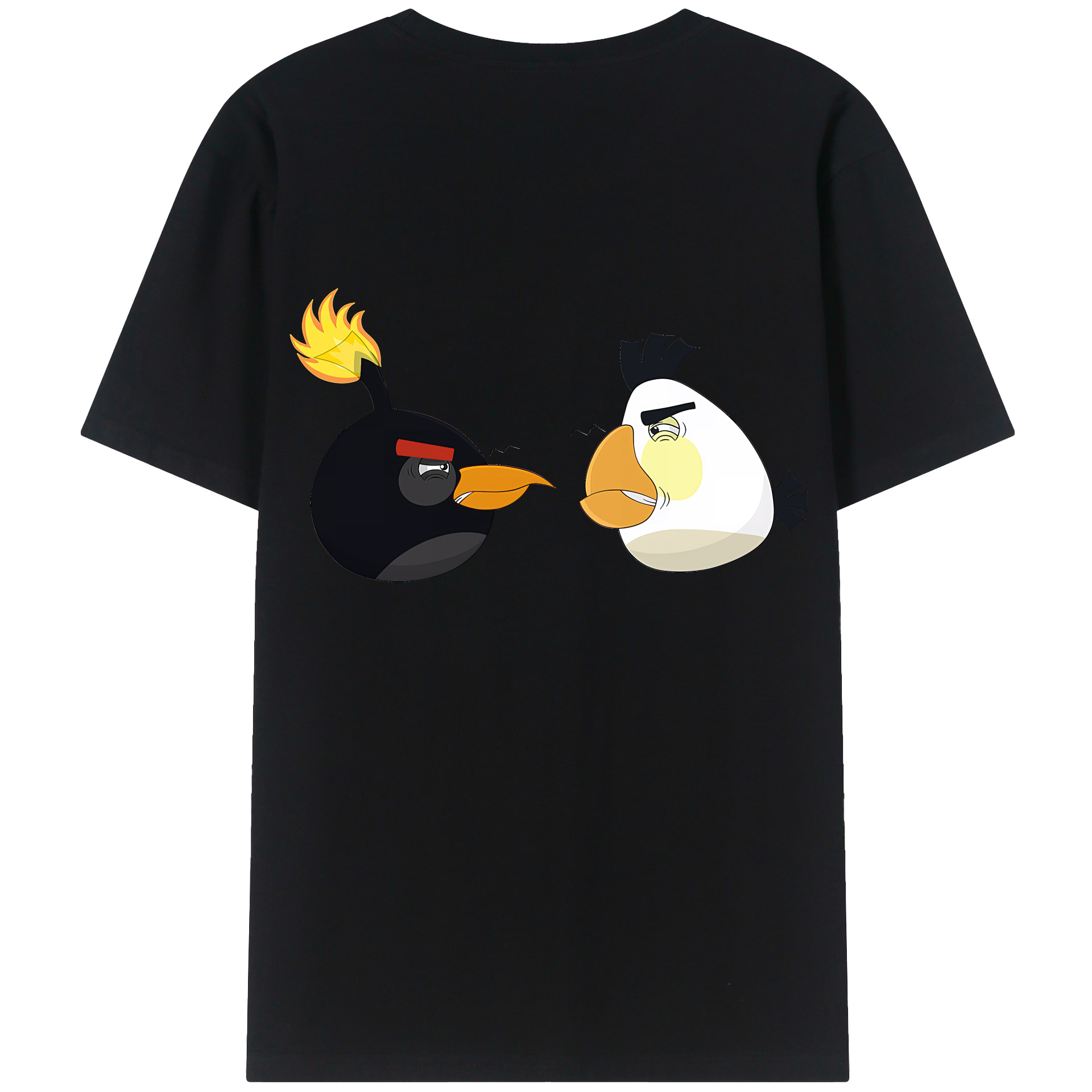 （画像用） Angry Birds アングリーバード 綿100％ メンズ半袖Tシャツ（バックプリント） 通気性