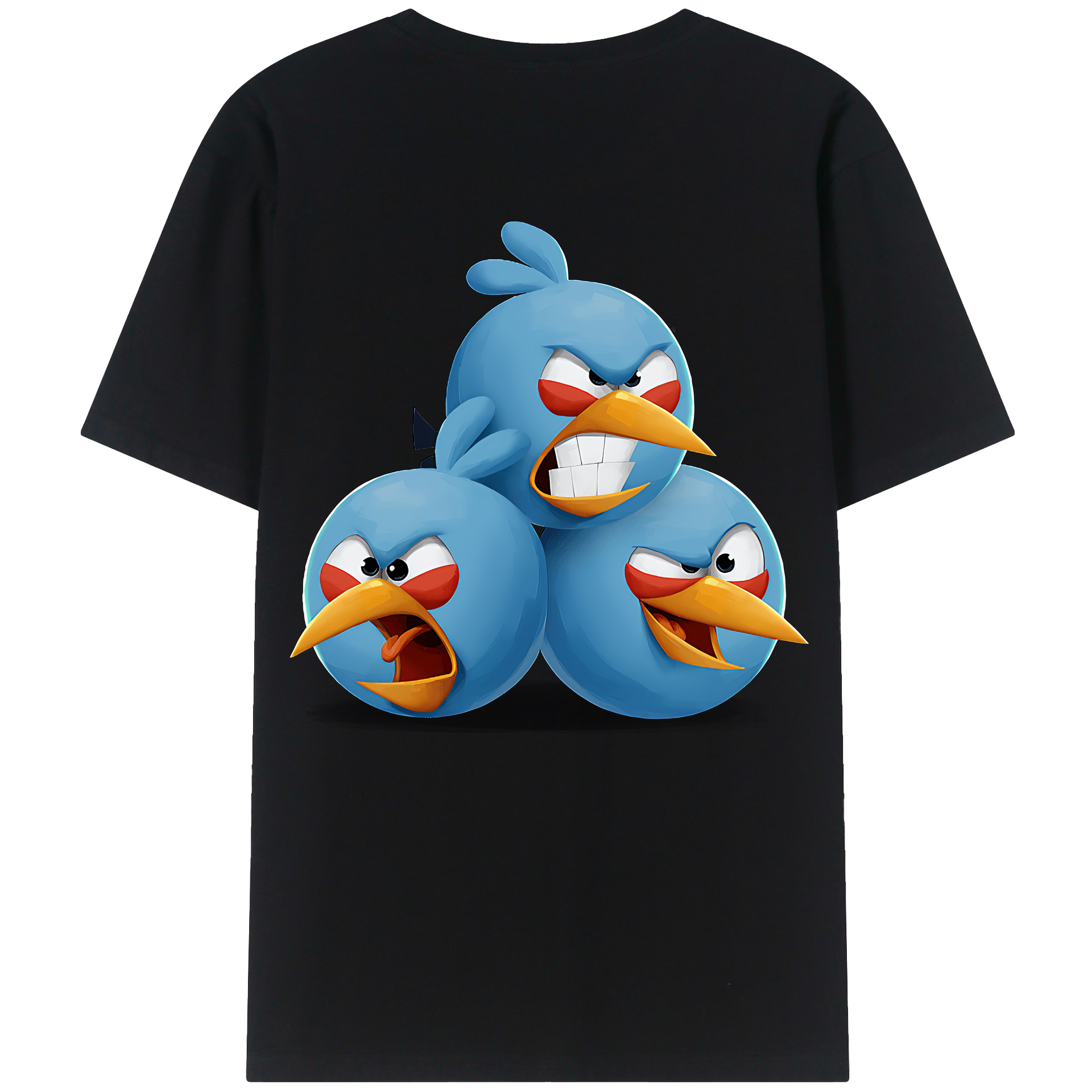 （画像用） Angry Birds アングリーバード 綿100％ メンズ半袖Tシャツ（バックプリント） 通気性