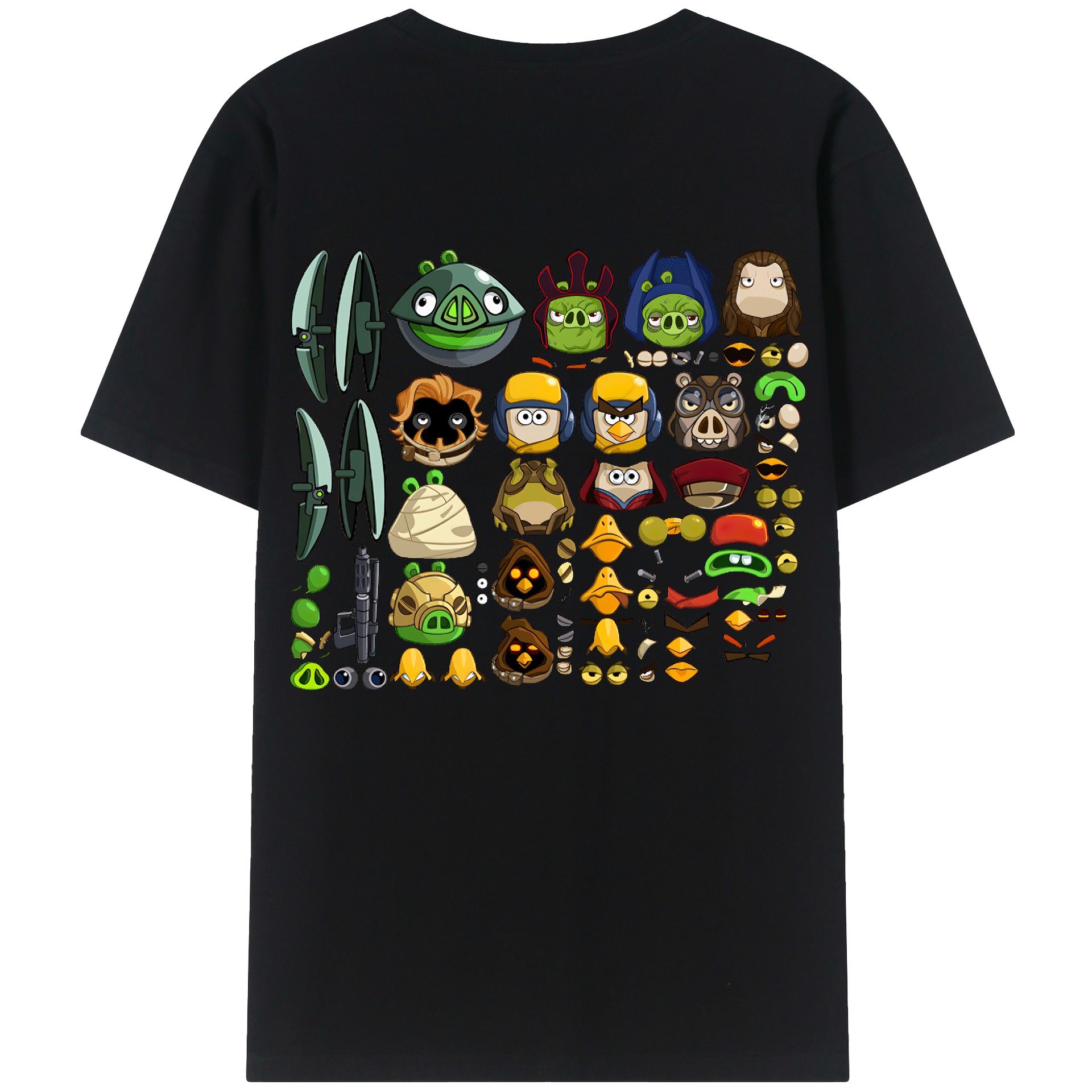 （画像用） Angry Birds アングリーバード 綿100％ メンズ半袖Tシャツ（バックプリント） 通気性