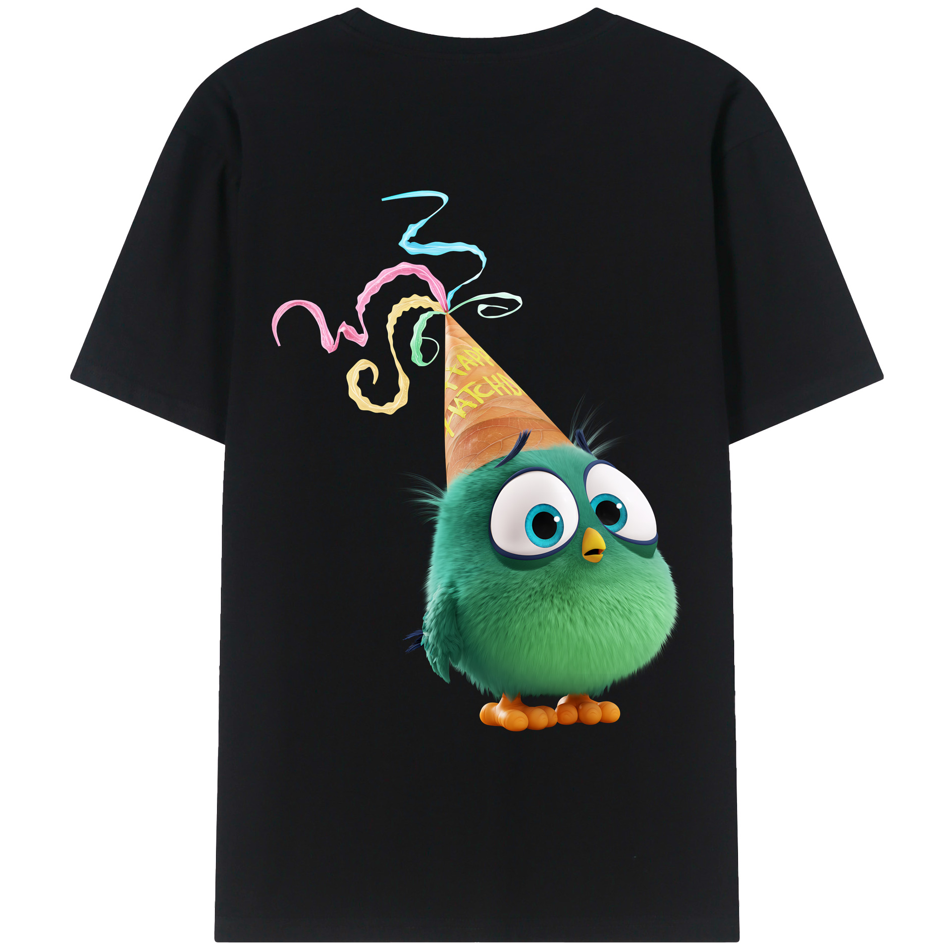 （画像用） Angry Birds アングリーバード 綿100％ メンズ半袖Tシャツ（バックプリント） 通気性