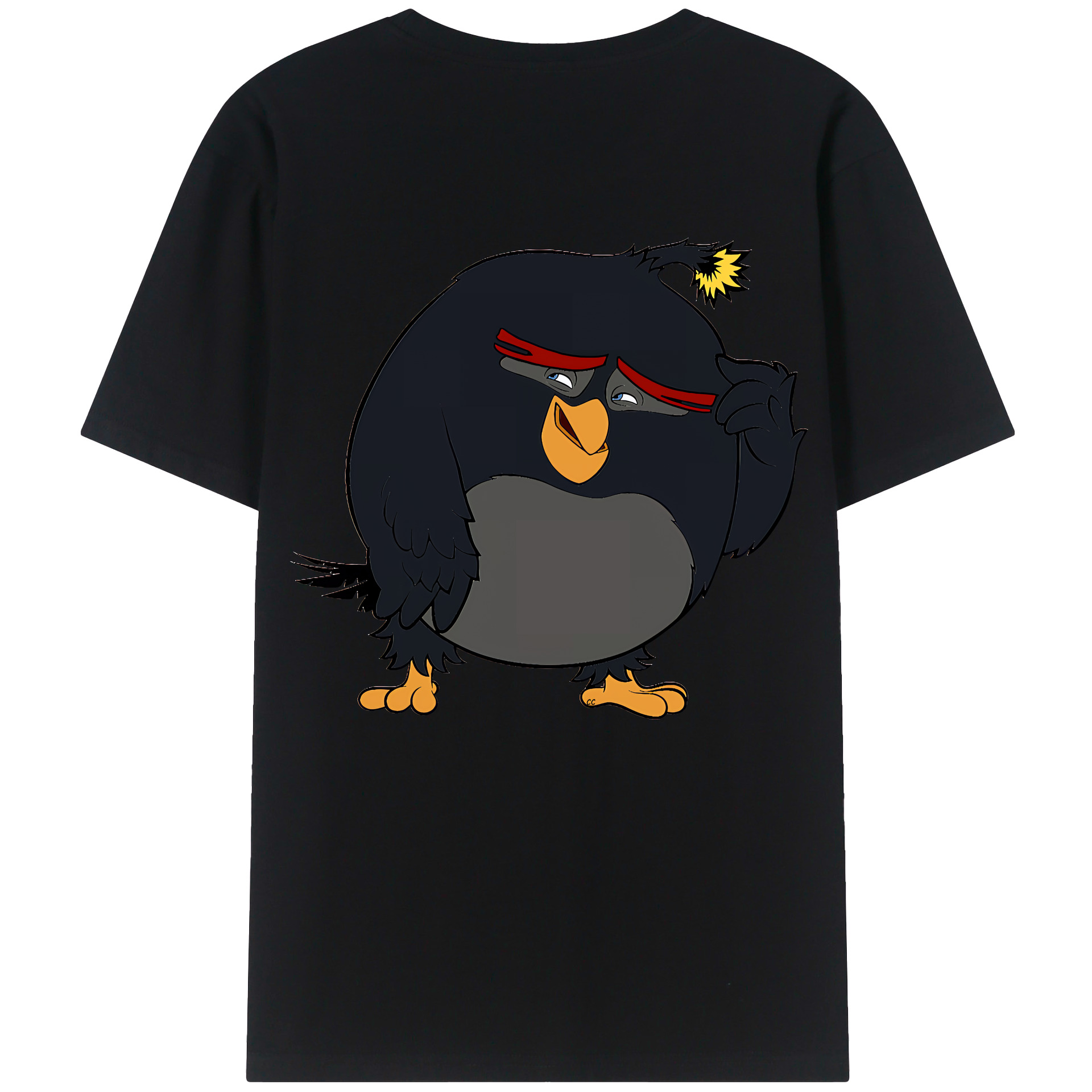 （画像用） Angry Birds アングリーバード 綿100％ メンズ半袖Tシャツ（バックプリント） 通気性