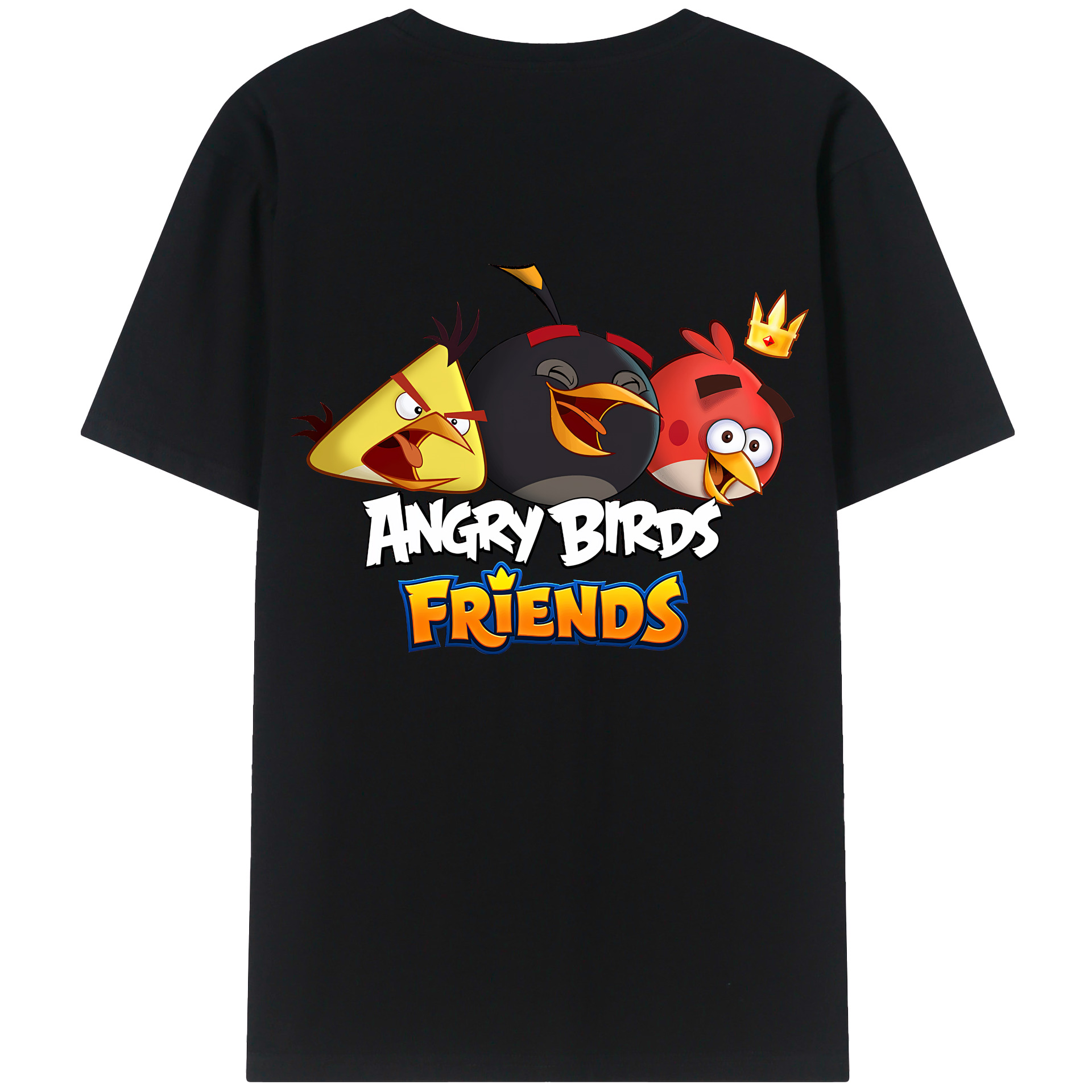 （画像用） Angry Birds アングリーバード 綿100％ メンズ半袖Tシャツ（バックプリント） 通気性