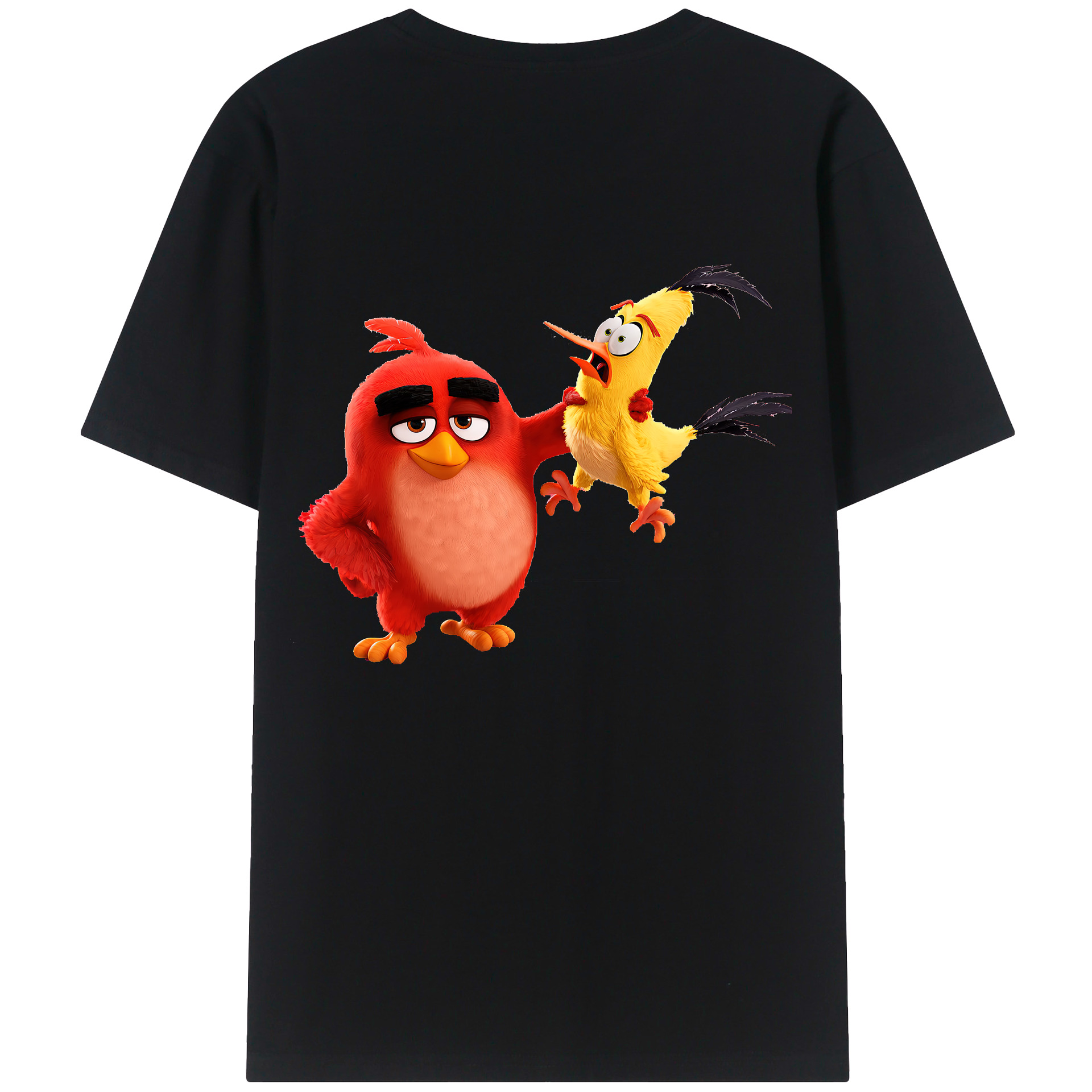 （画像用） Angry Birds アングリーバード 綿100％ メンズ半袖Tシャツ（バックプリント） 通気性