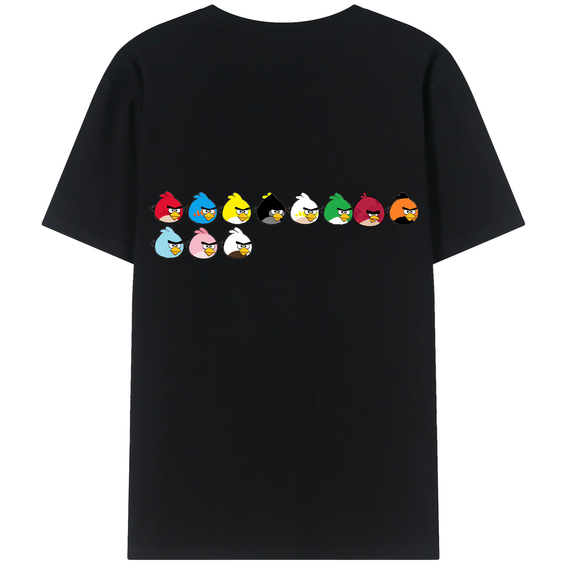 （画像用） Angry Birds アングリーバード 綿100％ メンズ半袖Tシャツ（バックプリント） 通気性