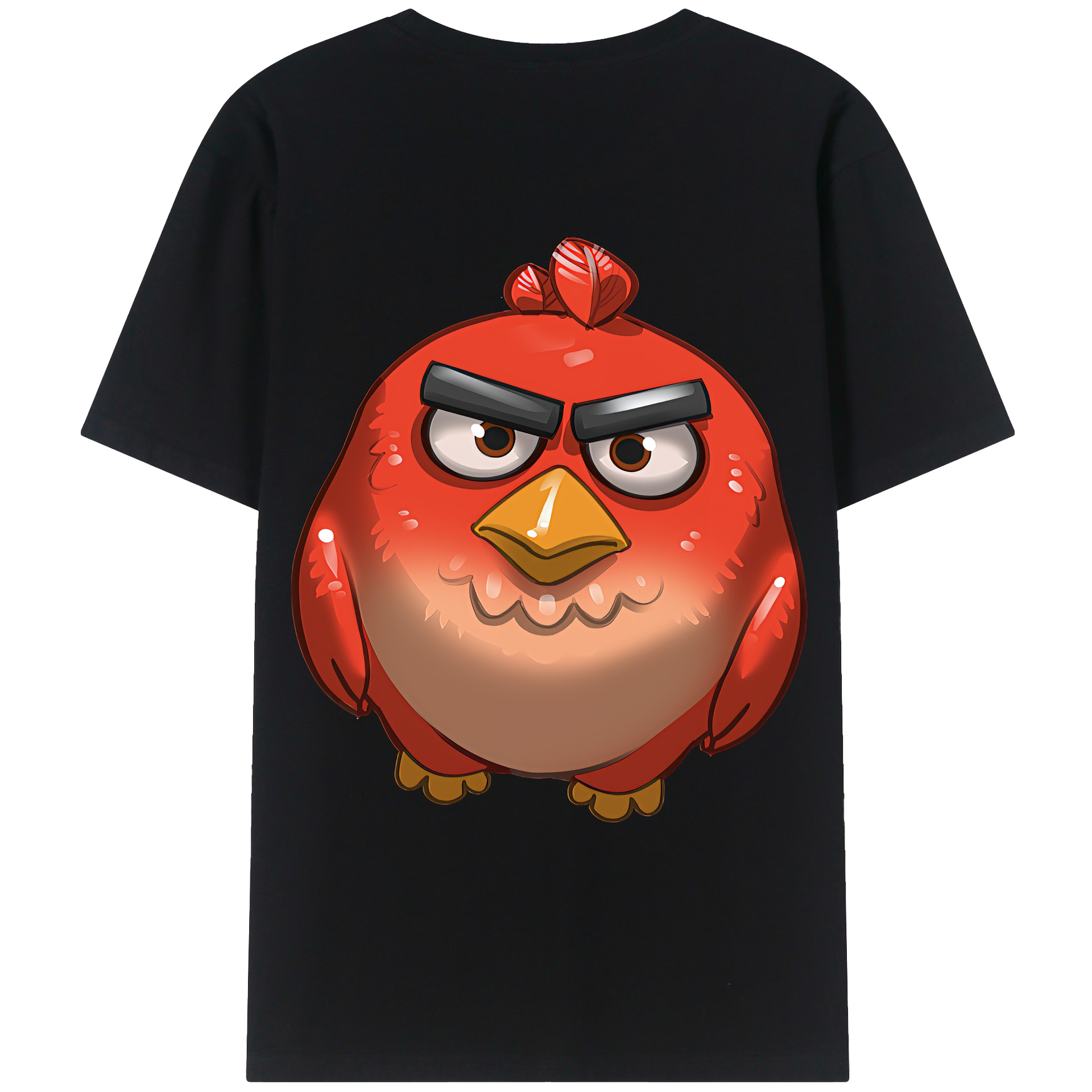 （画像用） Angry Birds アングリーバード 綿100％ メンズ半袖Tシャツ（バックプリント） 通気性
