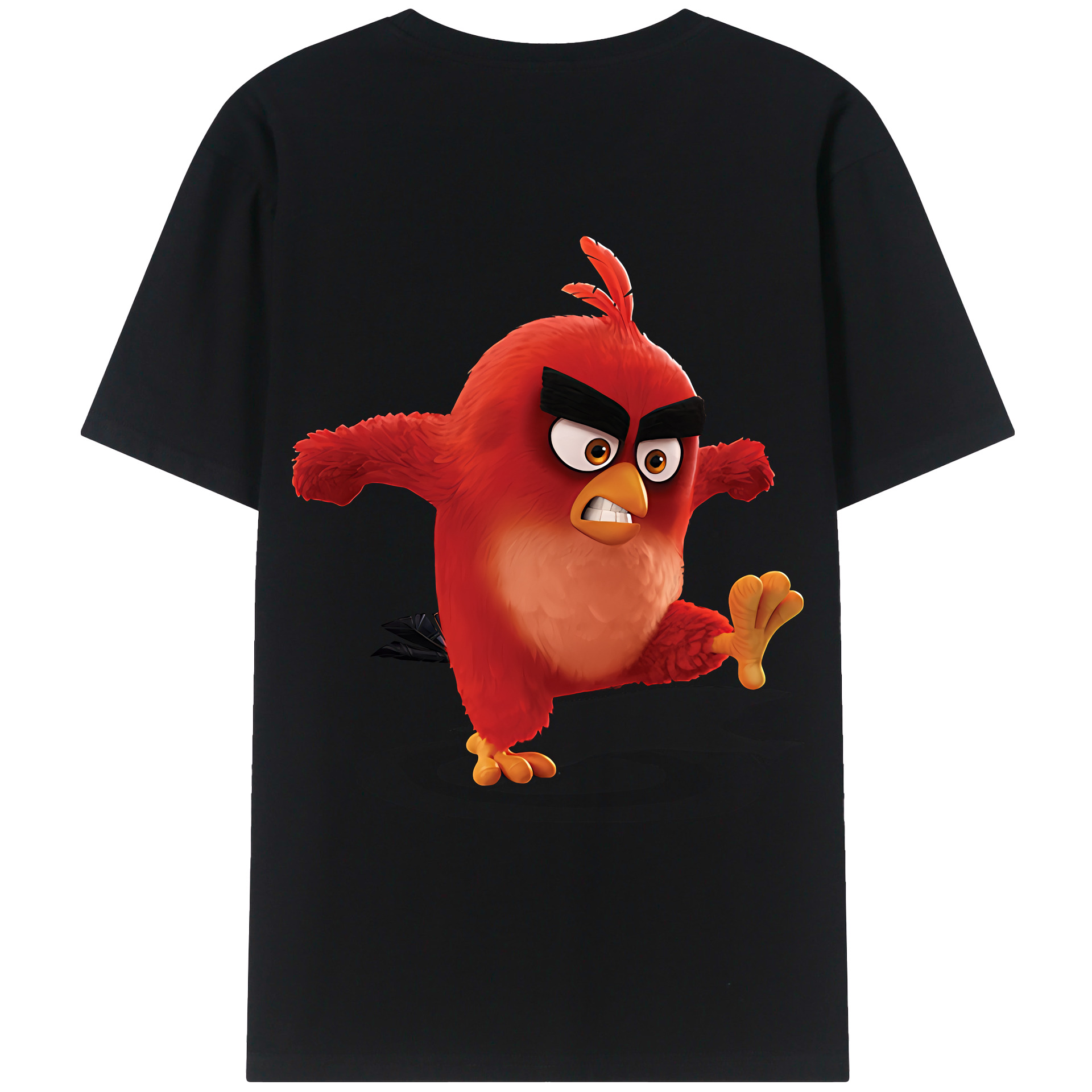 （画像用） Angry Birds アングリーバード 綿100％ メンズ半袖Tシャツ（バックプリント） 通気性