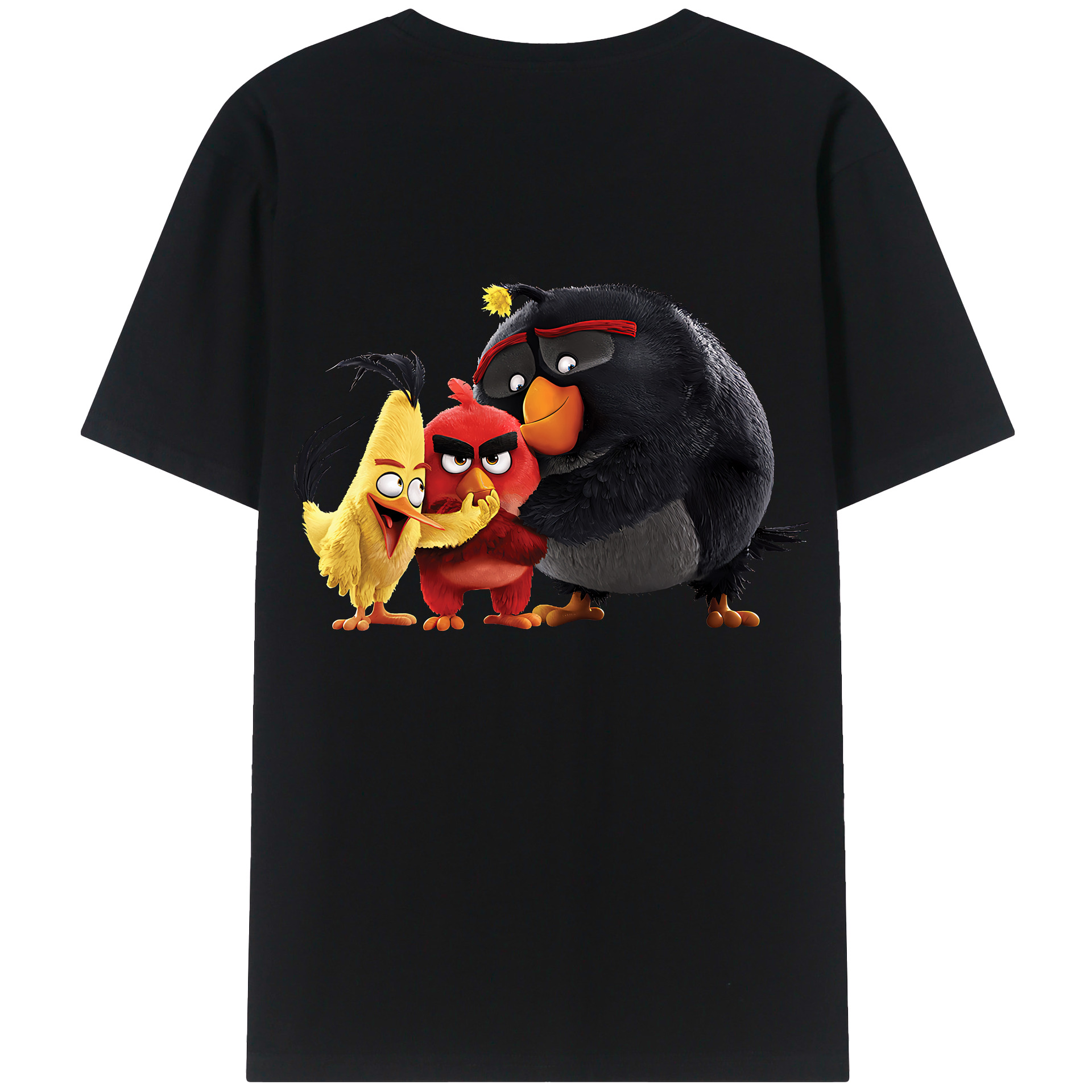 （画像用） Angry Birds アングリーバード 綿100％ メンズ半袖Tシャツ（バックプリント） 通気性