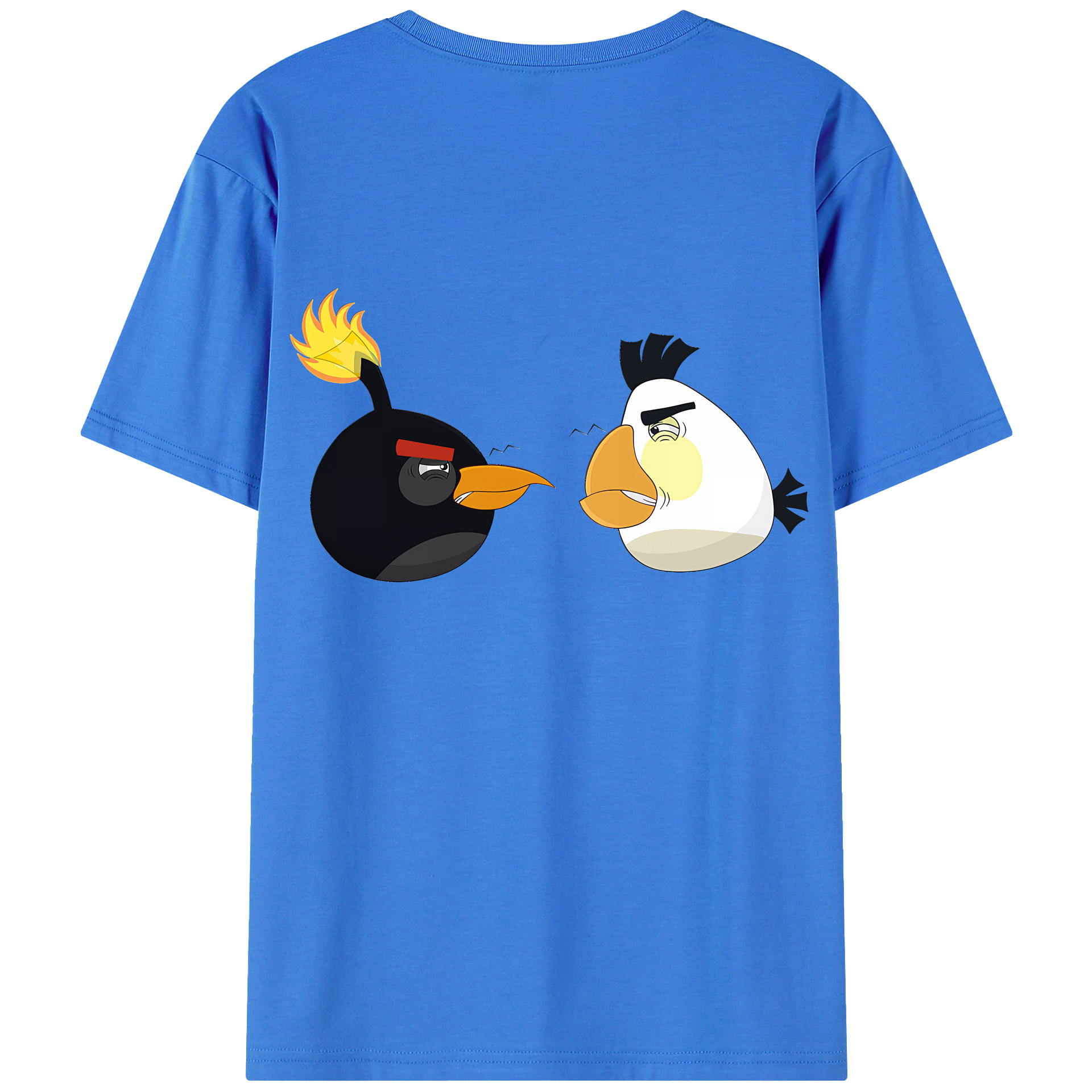 （画像用） Angry Birds アングリーバード 綿100％ メンズ半袖Tシャツ（バックプリント） 通気性