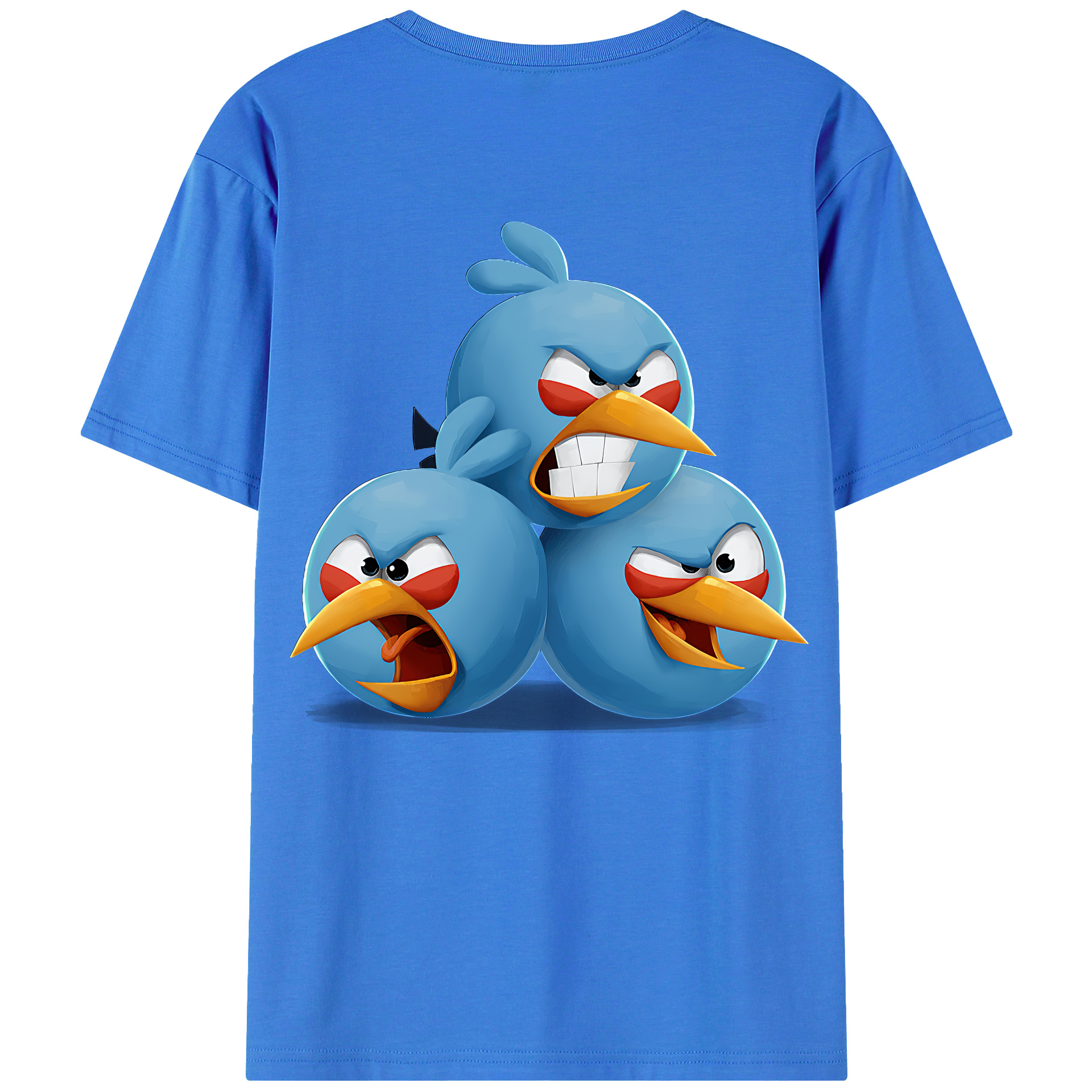 （画像用） Angry Birds アングリーバード 綿100％ メンズ半袖Tシャツ（バックプリント） 通気性