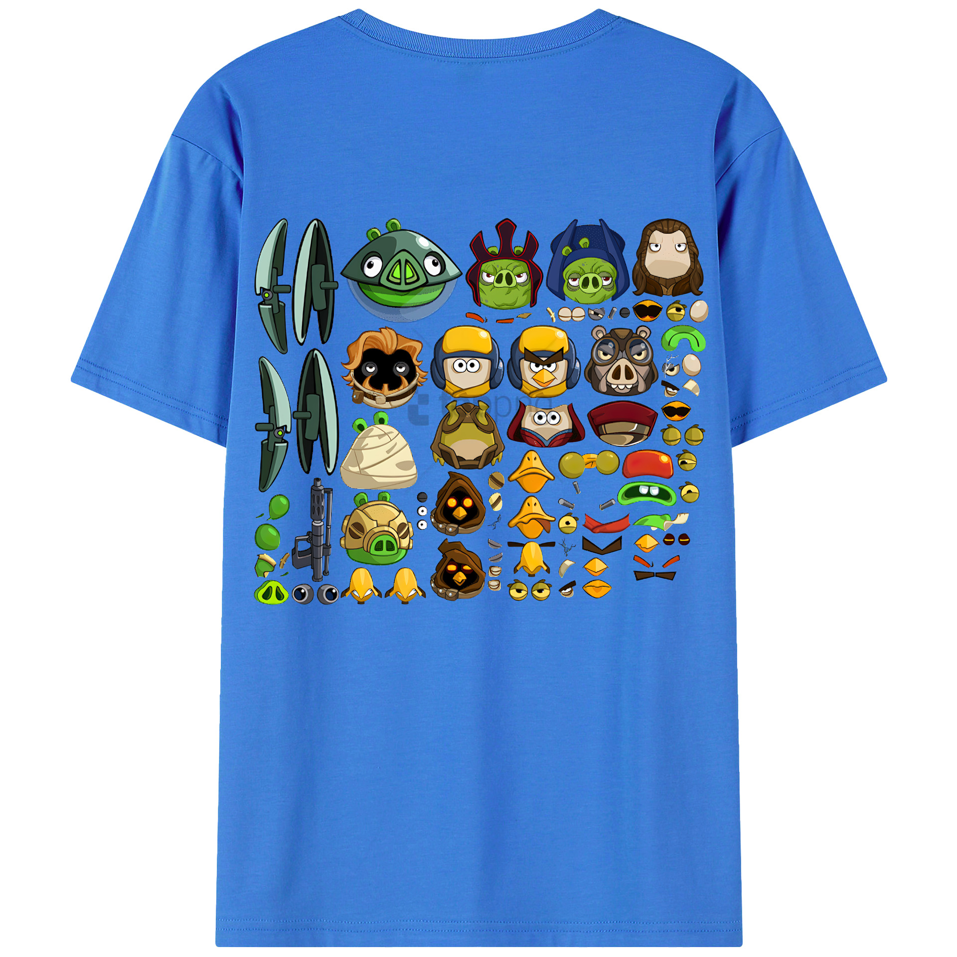 （画像用） Angry Birds アングリーバード 綿100％ メンズ半袖Tシャツ（バックプリント） 通気性