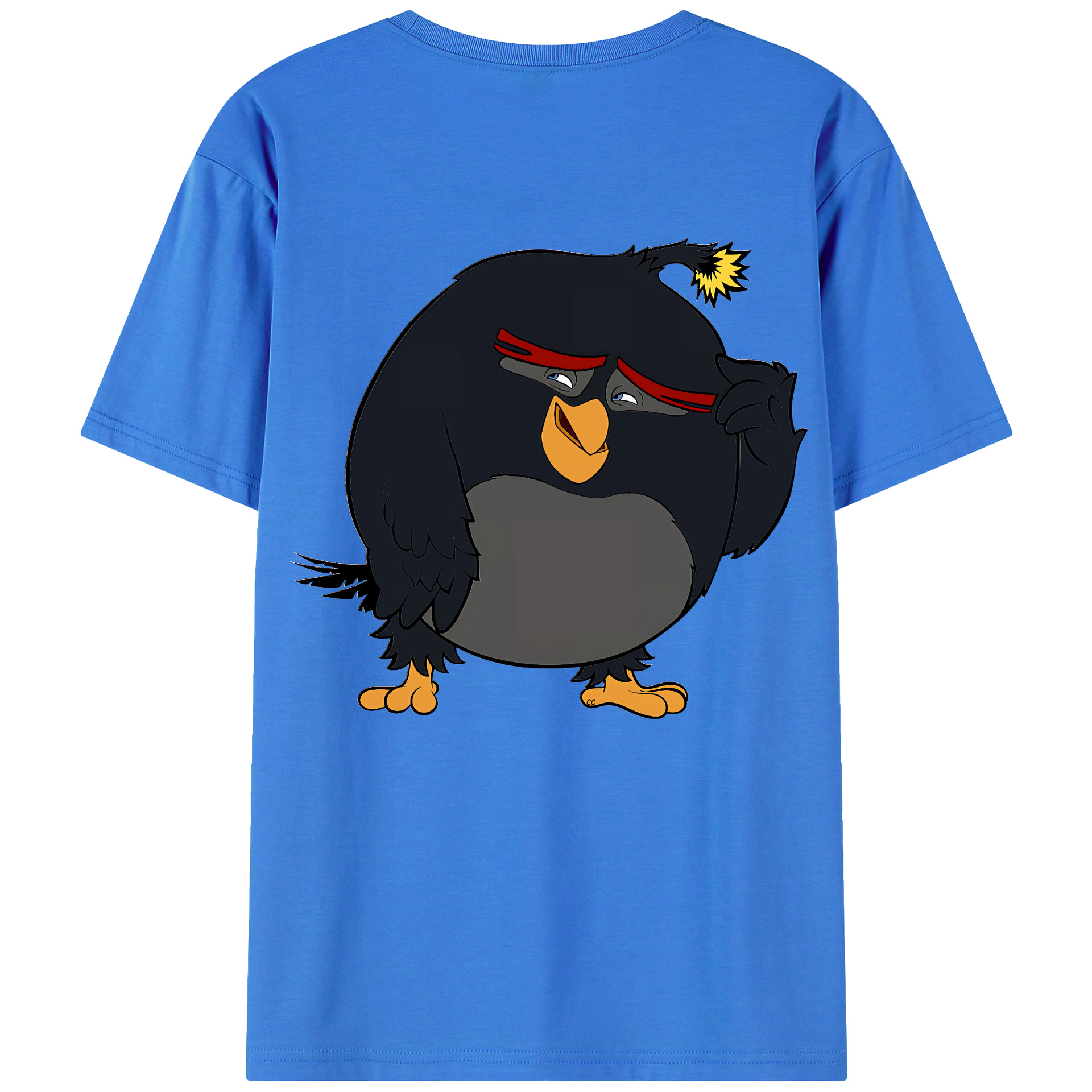 （画像用） Angry Birds アングリーバード 綿100％ メンズ半袖Tシャツ（バックプリント） 通気性