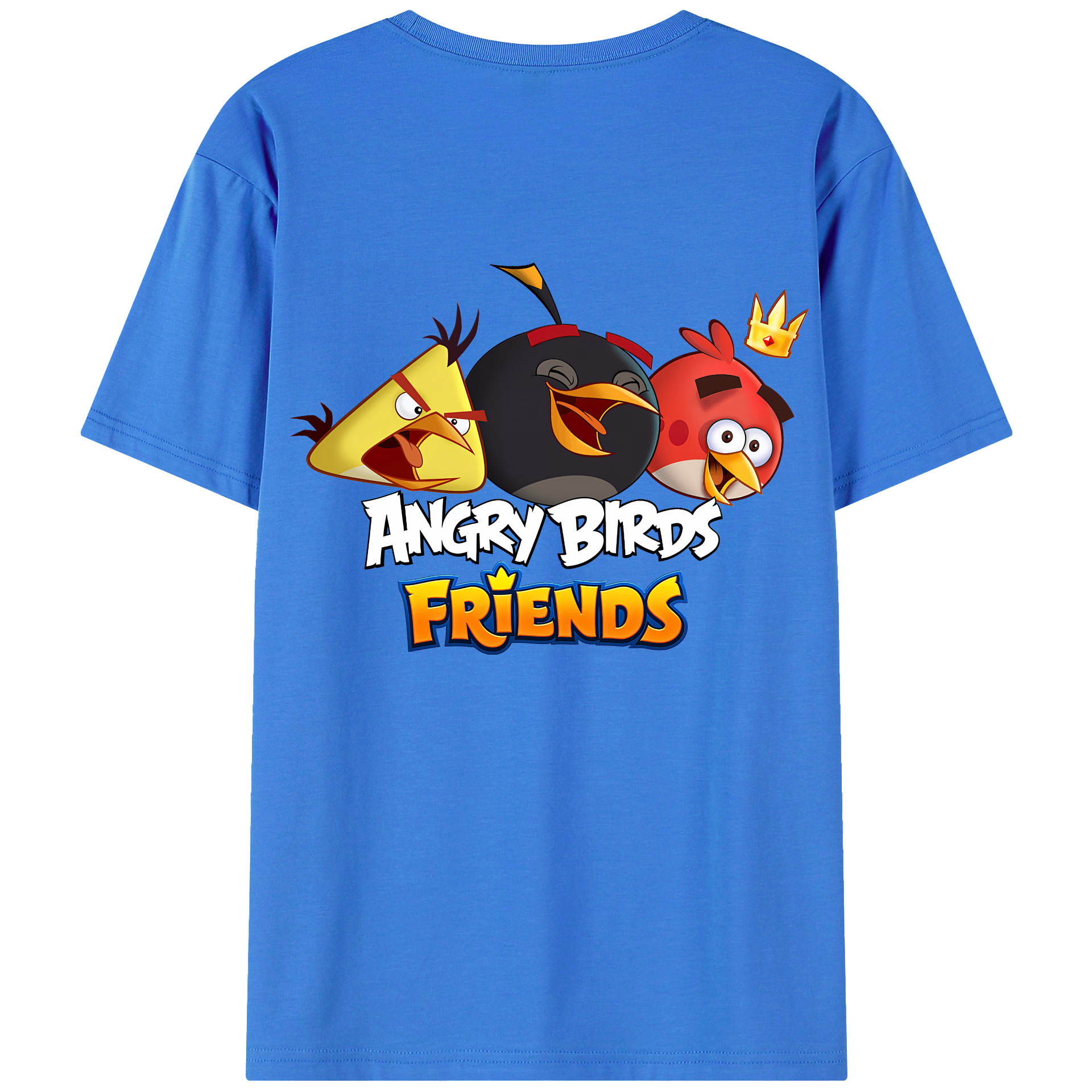 （画像用） Angry Birds アングリーバード 綿100％ メンズ半袖Tシャツ（バックプリント） 通気性