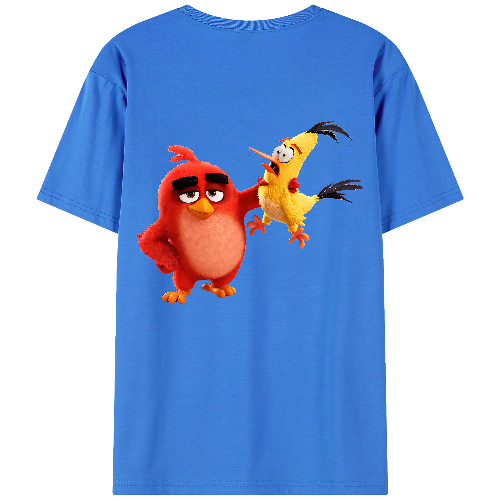 （画像用） Angry Birds アングリーバード 綿100％ メンズ半袖Tシャツ（バックプリント） 通気性