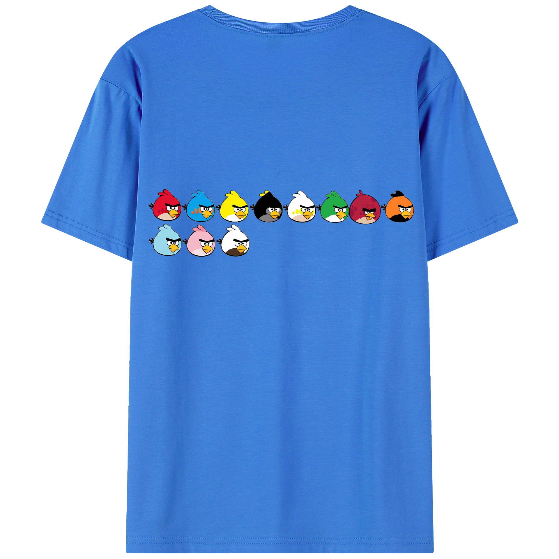 （画像用） Angry Birds アングリーバード 綿100％ メンズ半袖Tシャツ（バックプリント） 通気性