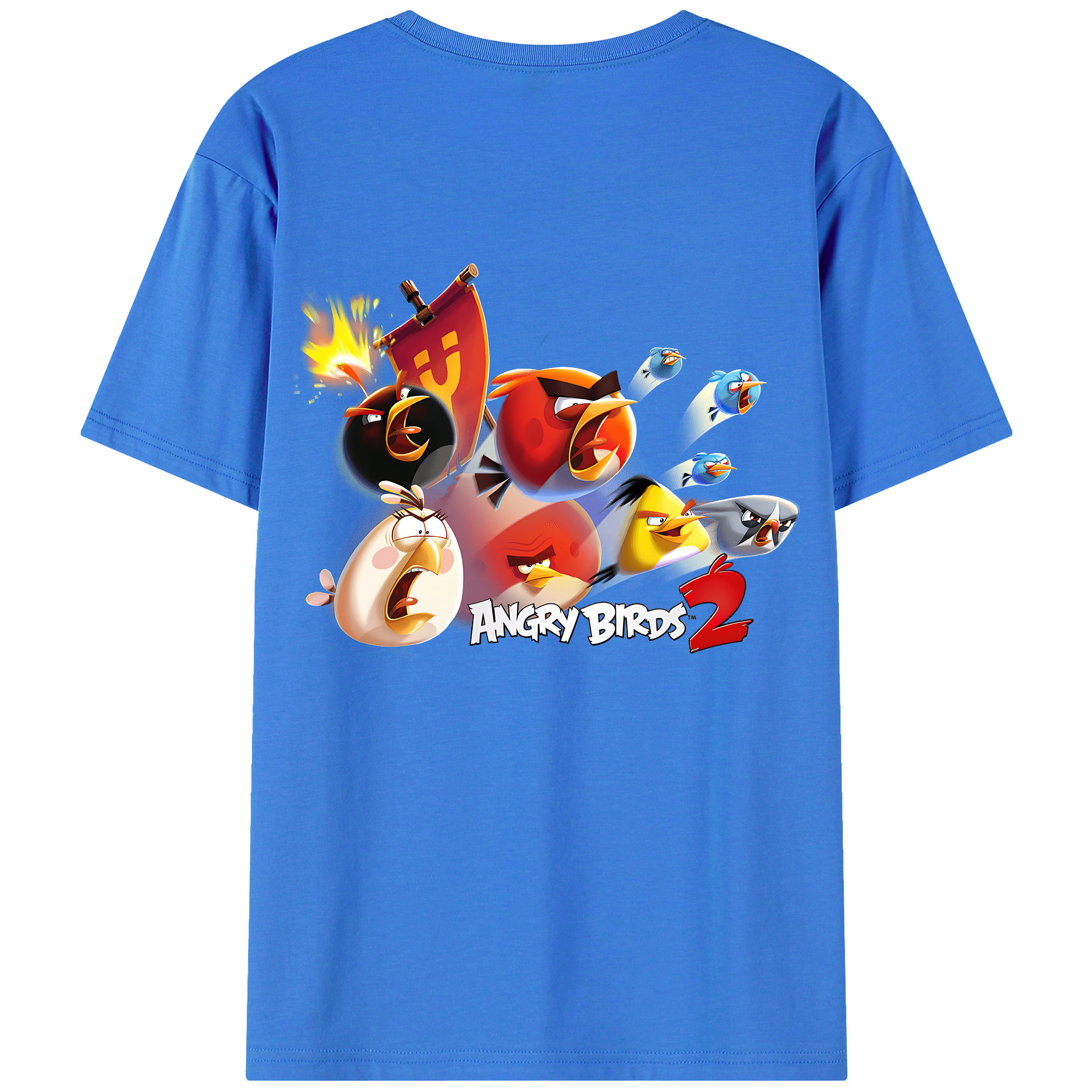 （画像用） Angry Birds アングリーバード 綿100％ メンズ半袖Tシャツ（バックプリント） 通気性