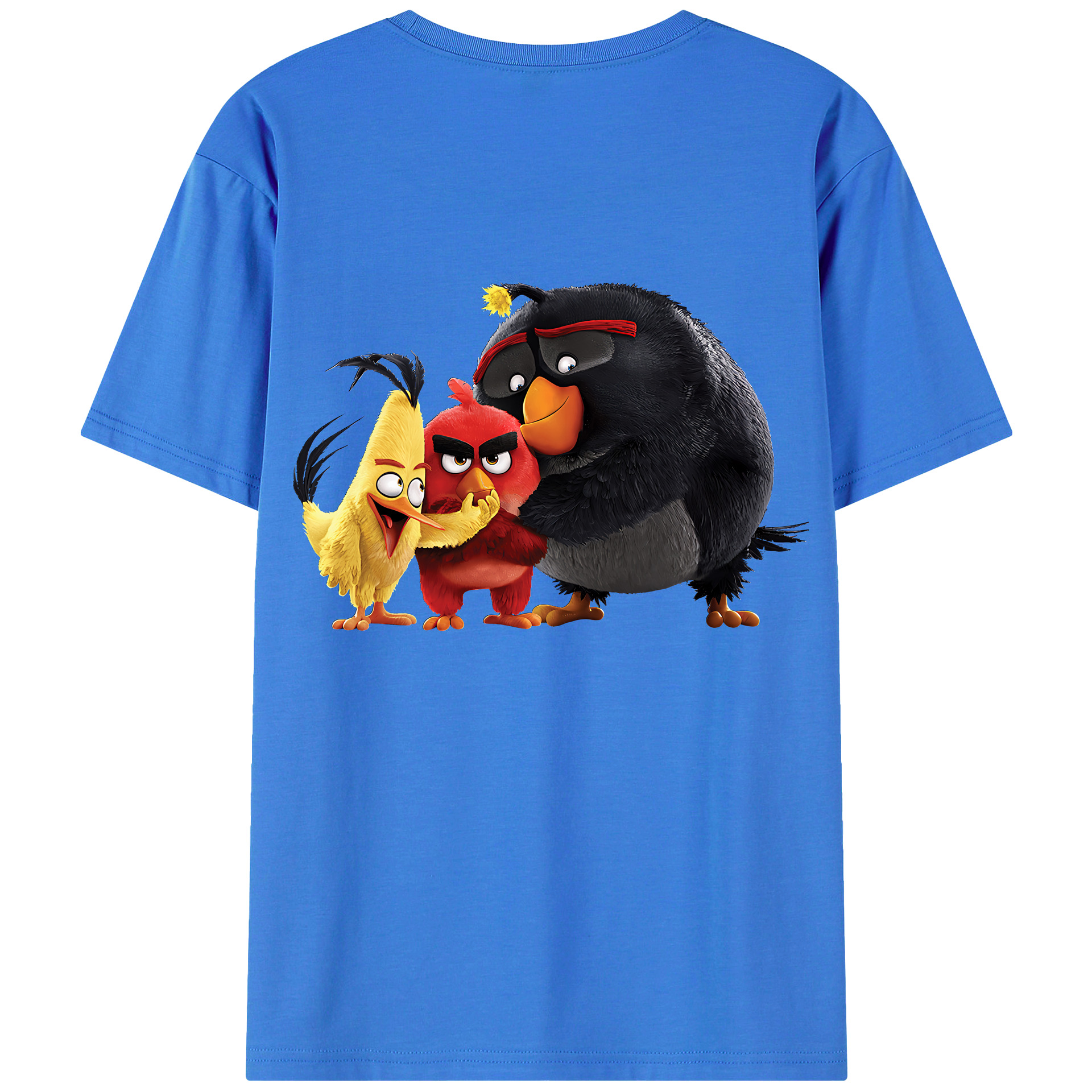 （画像用） Angry Birds アングリーバード 綿100％ メンズ半袖Tシャツ（バックプリント） 通気性