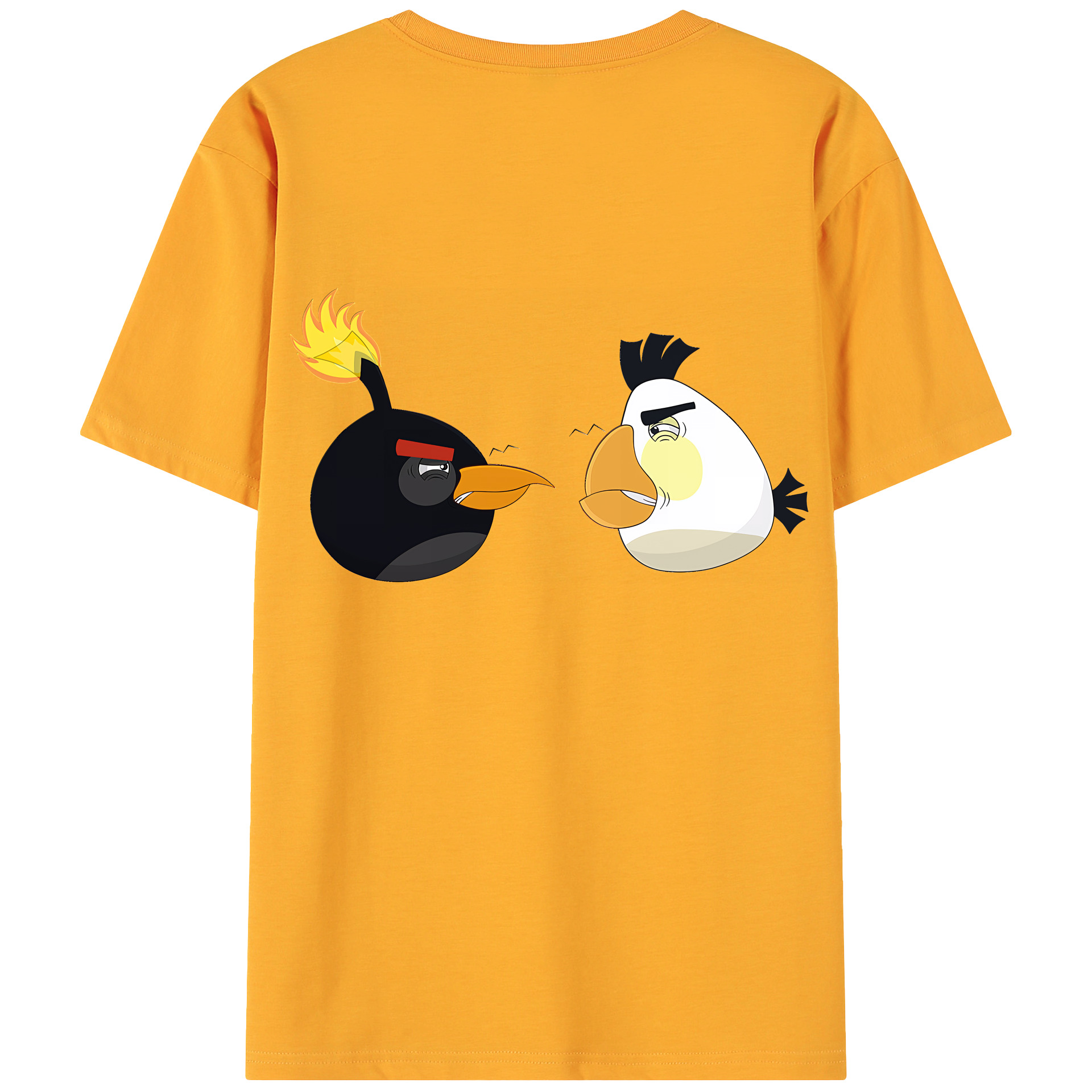（画像用） Angry Birds アングリーバード 綿100％ メンズ半袖Tシャツ（バックプリント） 通気性
