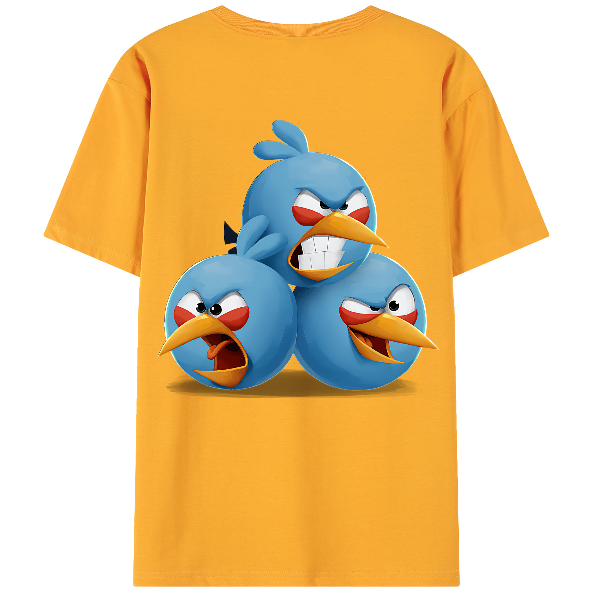 （画像用） Angry Birds アングリーバード 綿100％ メンズ半袖Tシャツ（バックプリント） 通気性