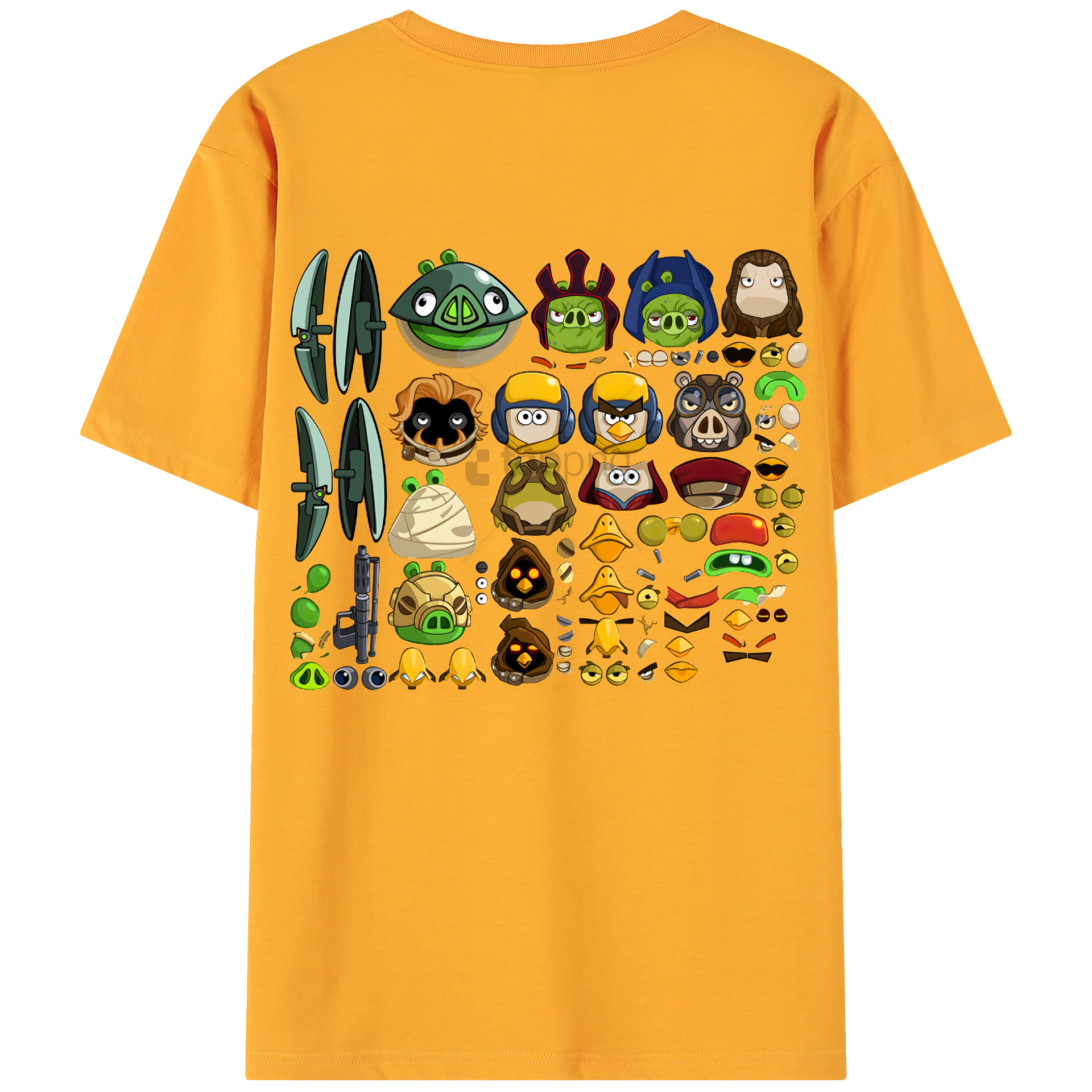 （画像用） Angry Birds アングリーバード 綿100％ メンズ半袖Tシャツ（バックプリント） 通気性