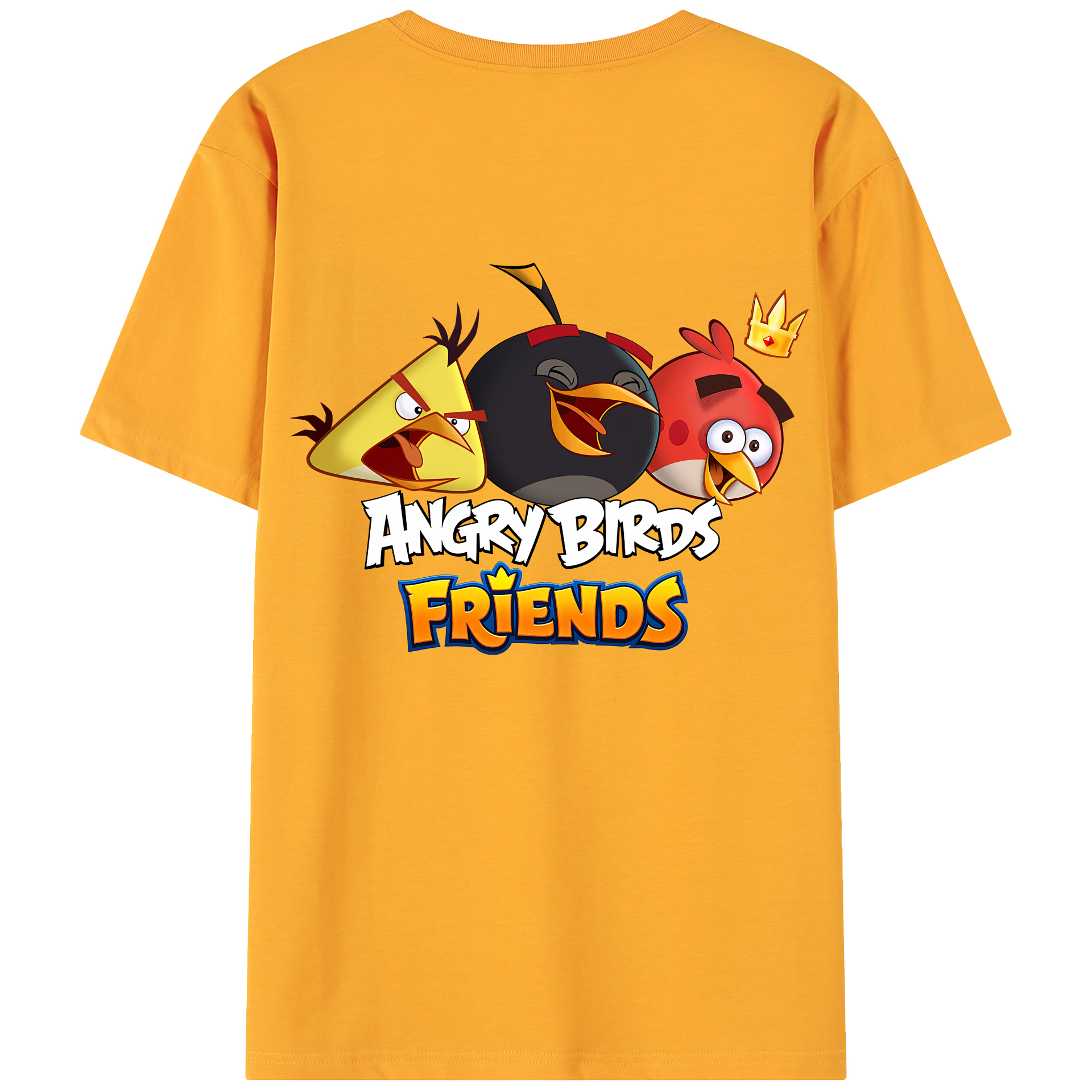 （画像用） Angry Birds アングリーバード 綿100％ メンズ半袖Tシャツ（バックプリント） 通気性
