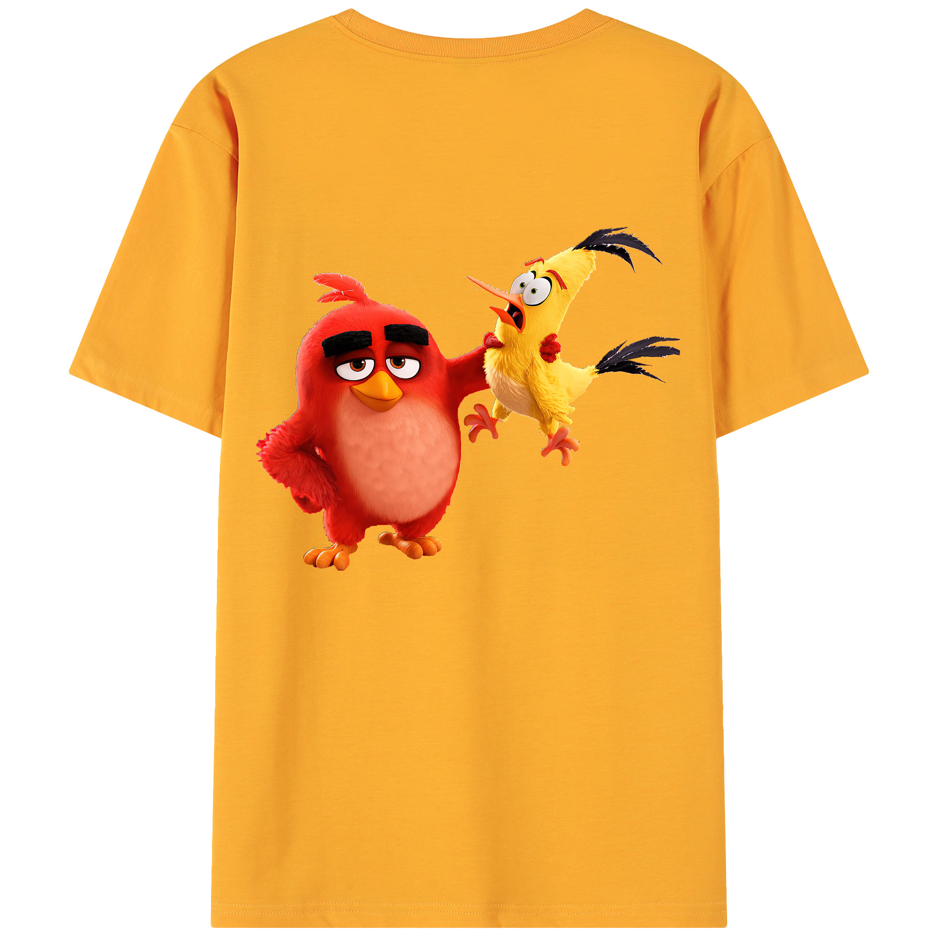 （画像用） Angry Birds アングリーバード 綿100％ メンズ半袖Tシャツ（バックプリント） 通気性