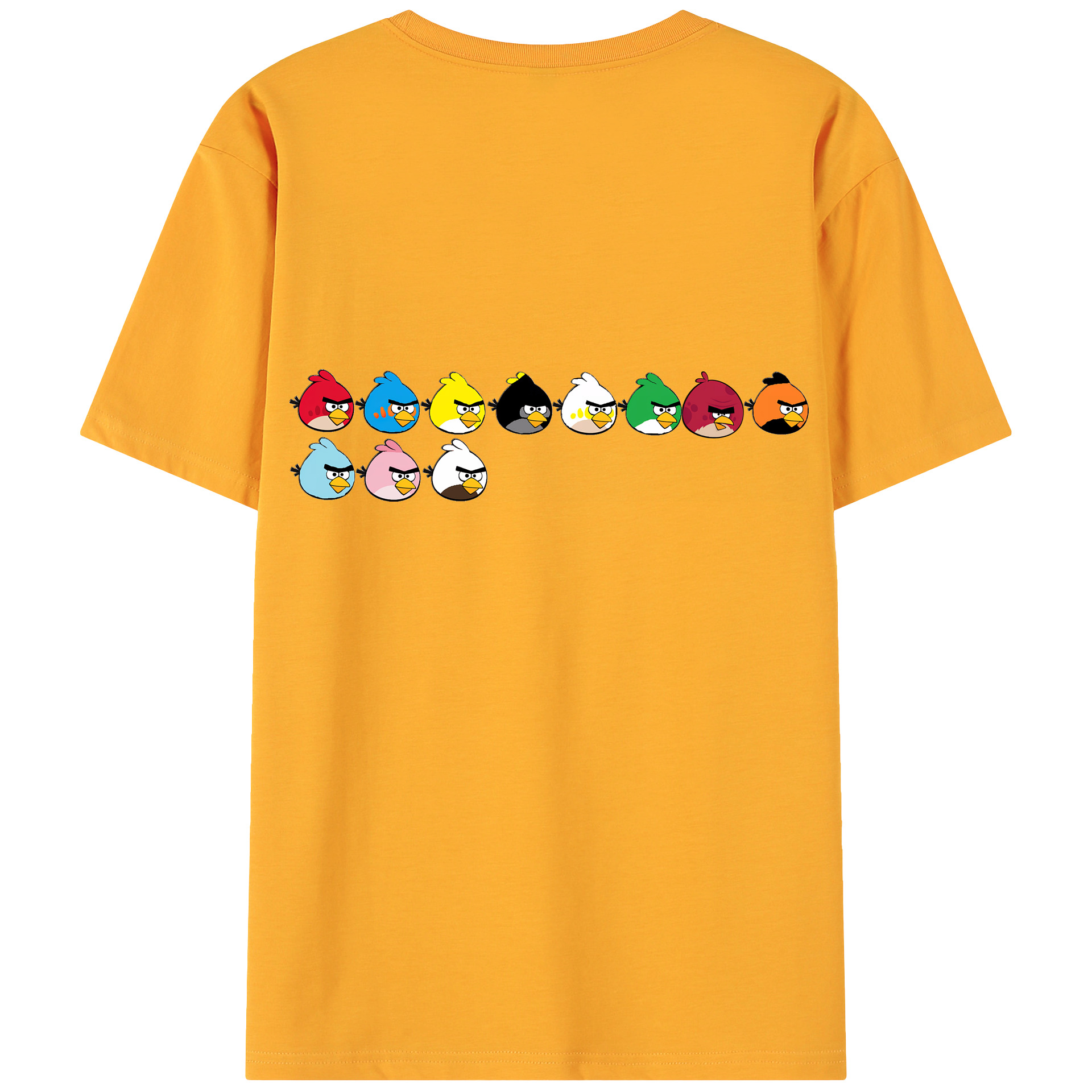 （画像用） Angry Birds アングリーバード 綿100％ メンズ半袖Tシャツ（バックプリント） 通気性