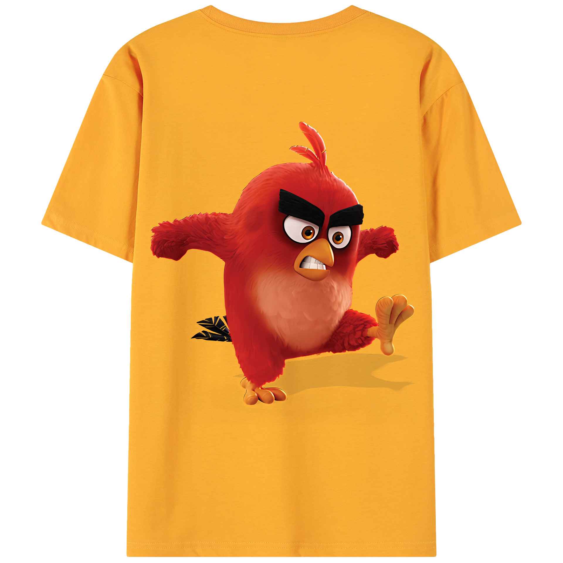（画像用） Angry Birds アングリーバード 綿100％ メンズ半袖Tシャツ（バックプリント） 通気性