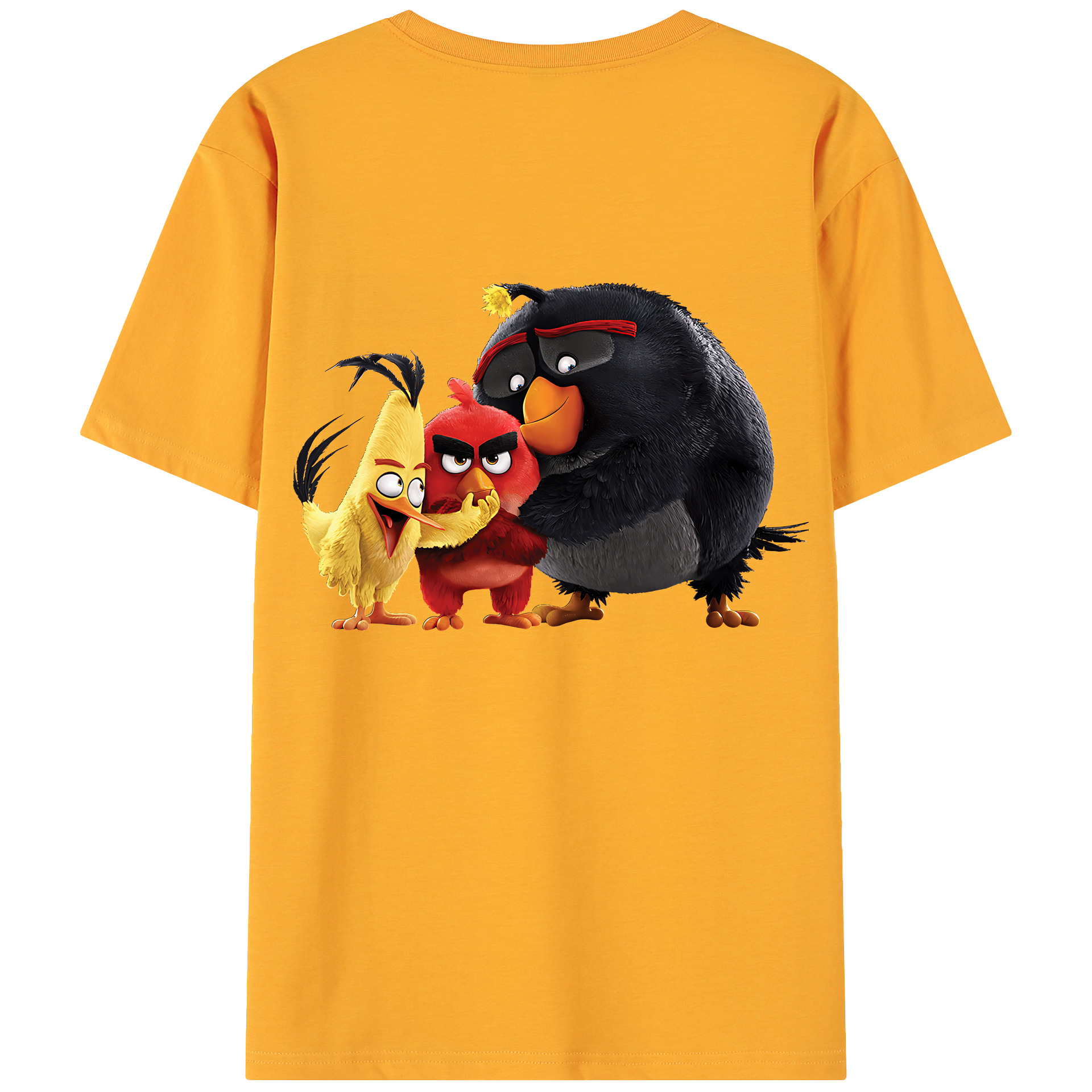 （画像用） Angry Birds アングリーバード 綿100％ メンズ半袖Tシャツ（バックプリント） 通気性