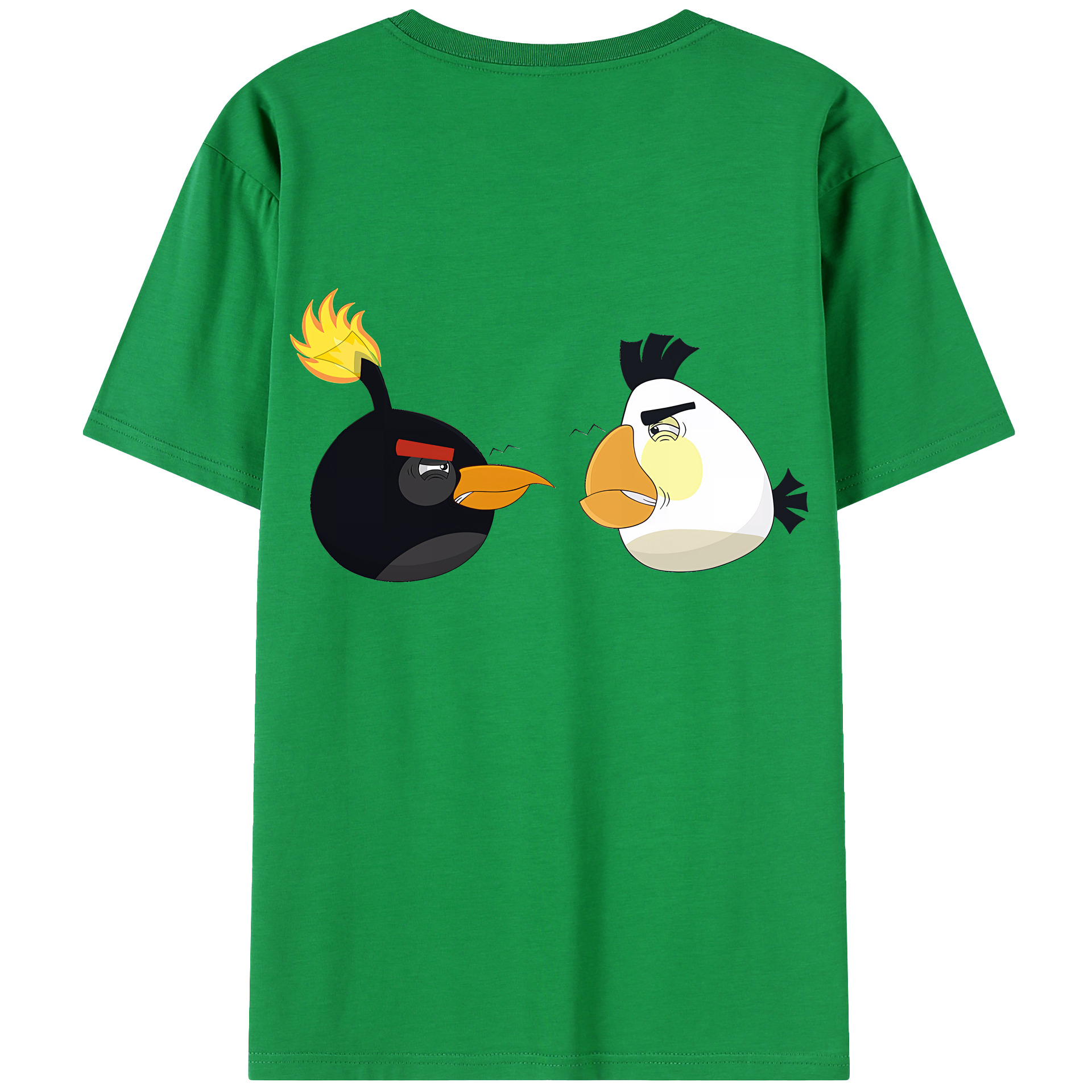 （画像用） Angry Birds アングリーバード 綿100％ メンズ半袖Tシャツ（バックプリント） 通気性