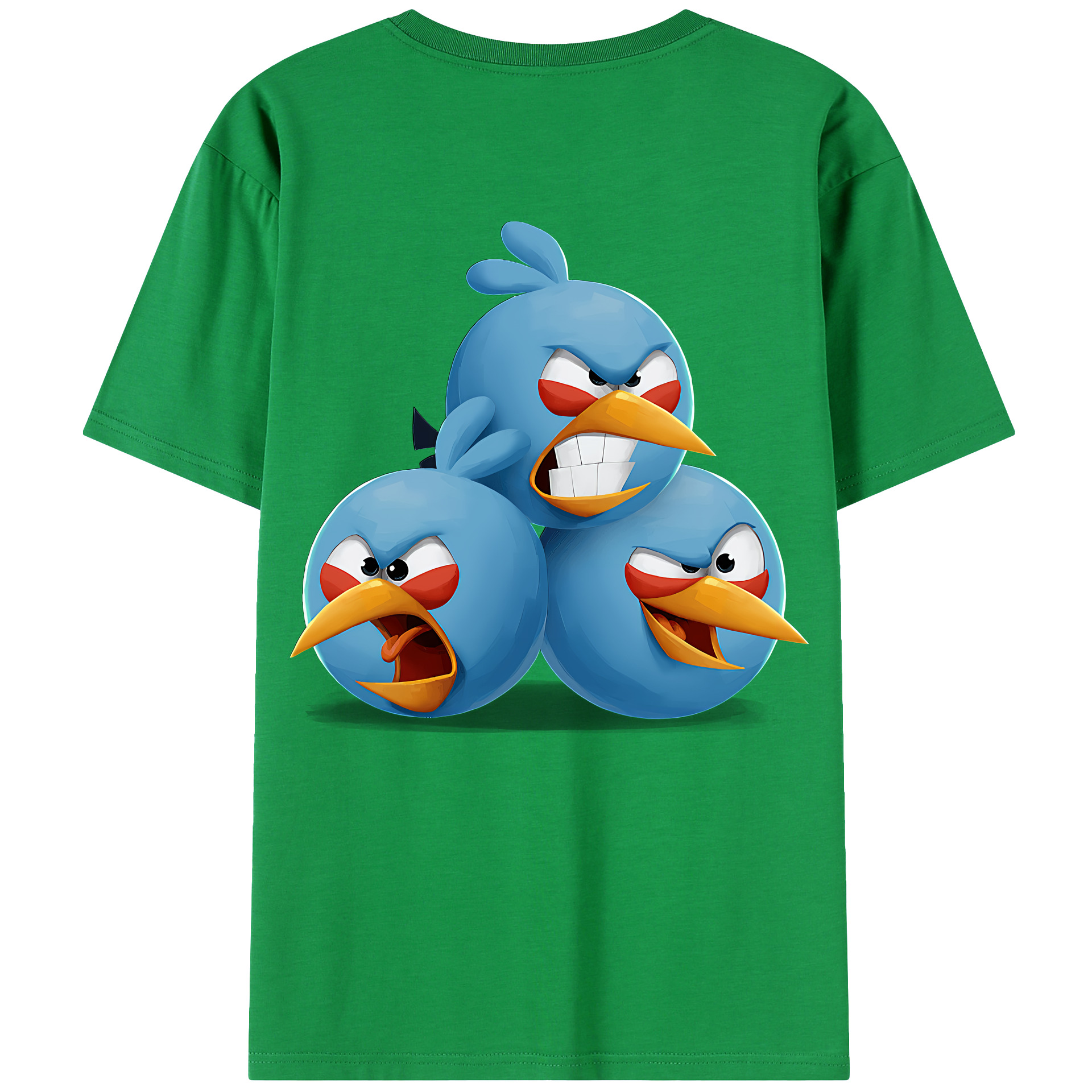 （画像用） Angry Birds アングリーバード 綿100％ メンズ半袖Tシャツ（バックプリント） 通気性