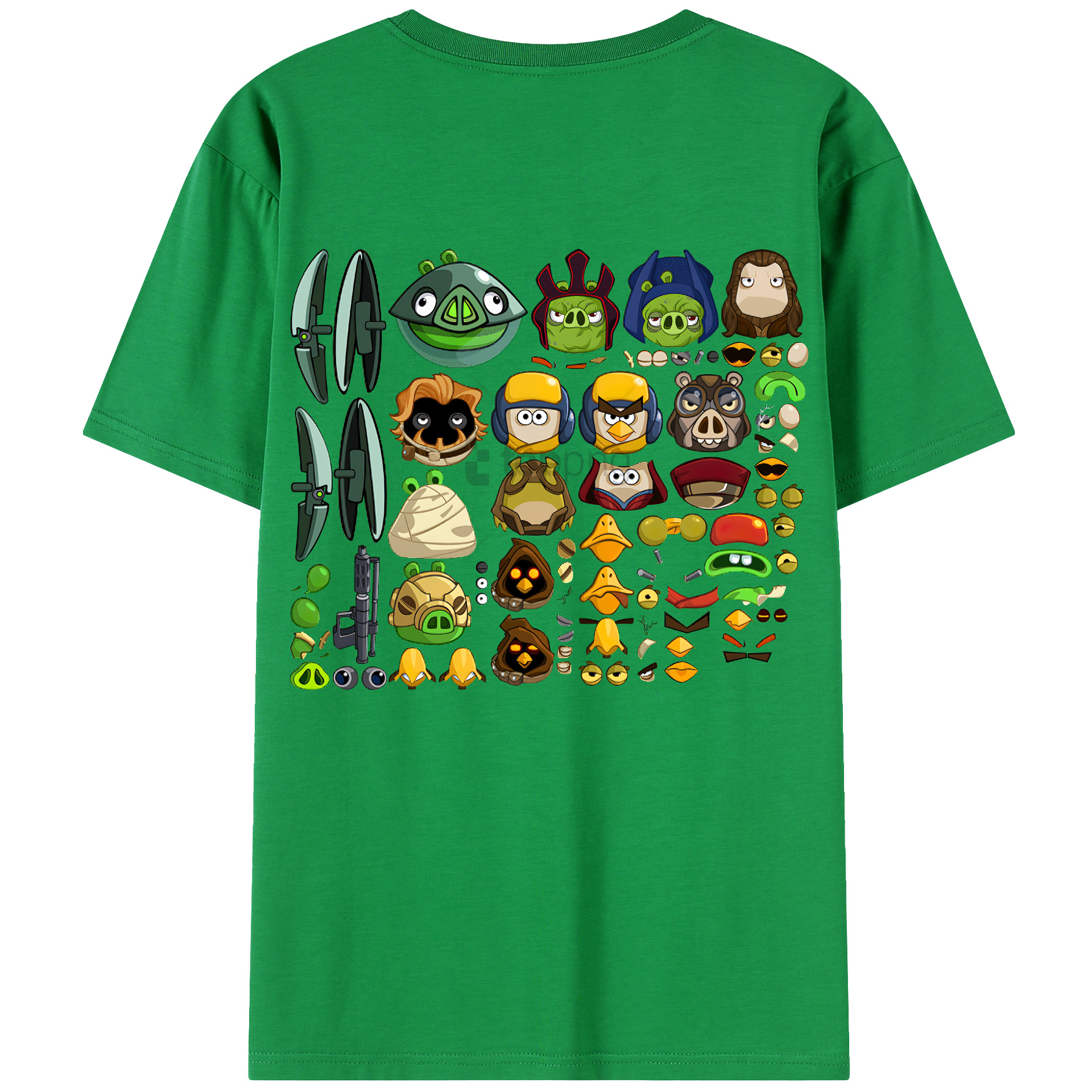 （画像用） Angry Birds アングリーバード 綿100％ メンズ半袖Tシャツ（バックプリント） 通気性