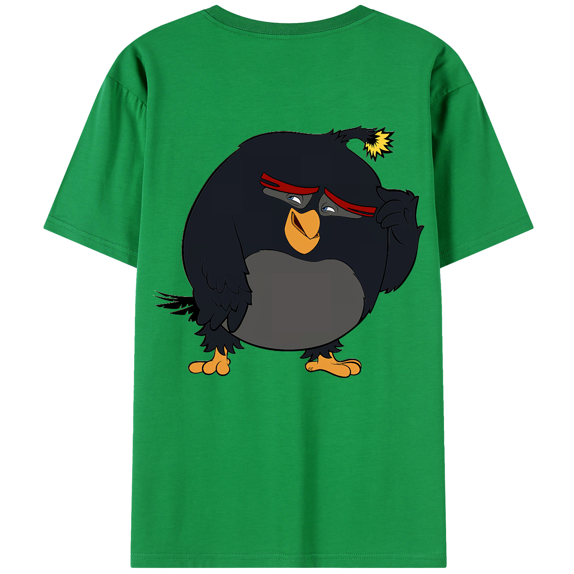 （画像用） Angry Birds アングリーバード 綿100％ メンズ半袖Tシャツ（バックプリント） 通気性