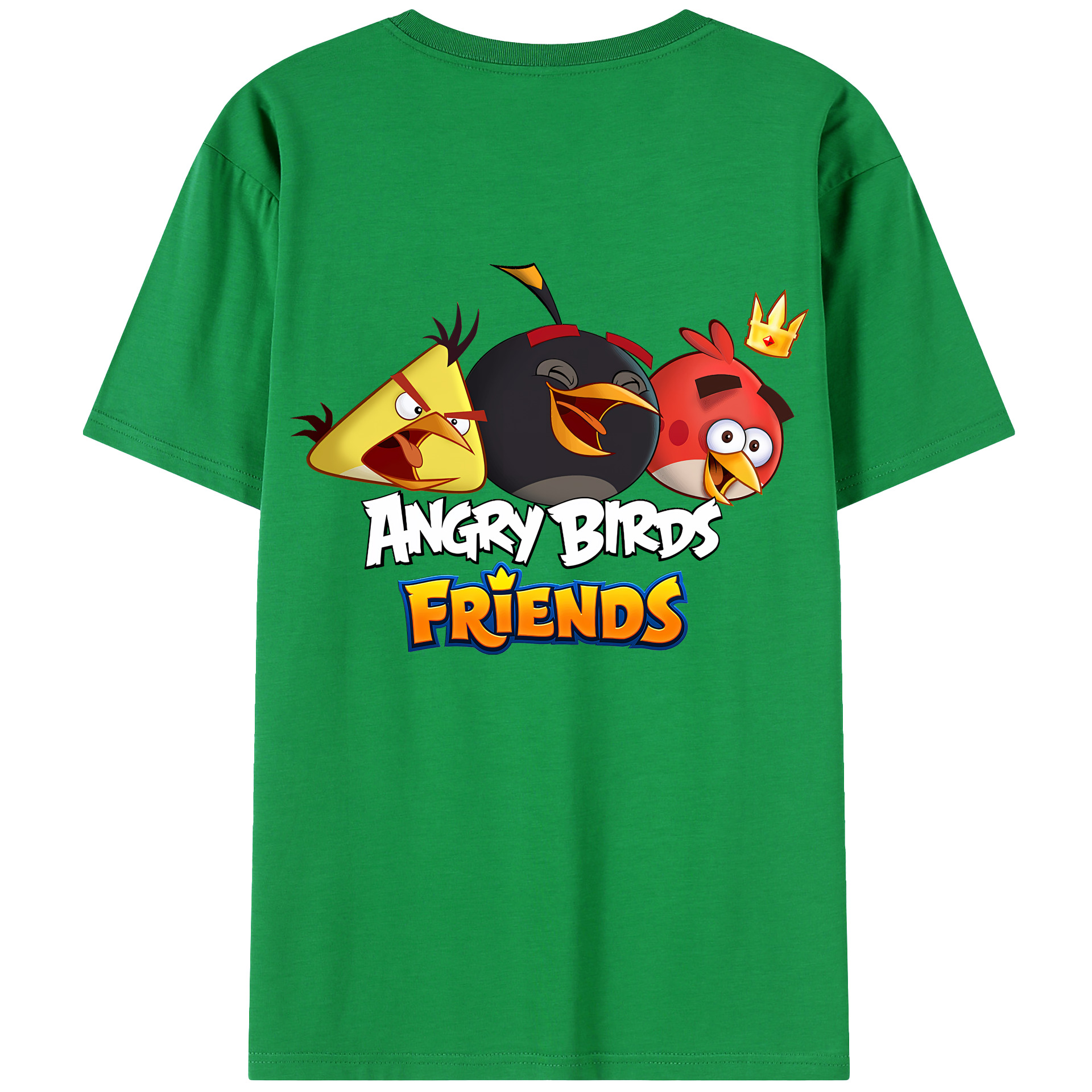 （画像用） Angry Birds アングリーバード 綿100％ メンズ半袖Tシャツ（バックプリント） 通気性
