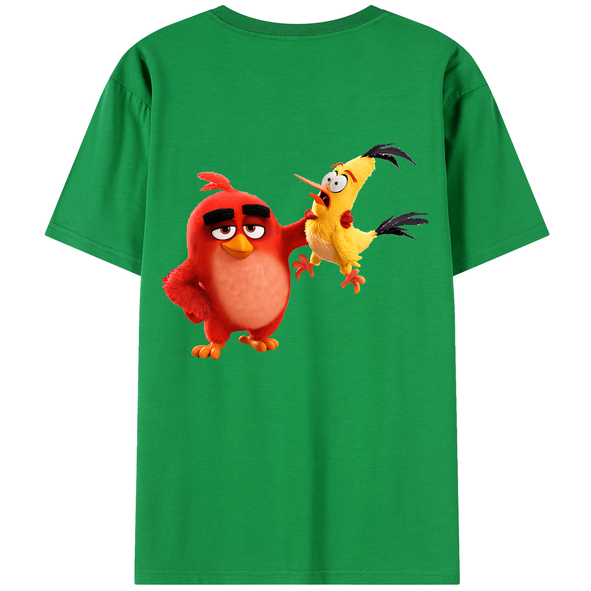 （画像用） Angry Birds アングリーバード 綿100％ メンズ半袖Tシャツ（バックプリント） 通気性