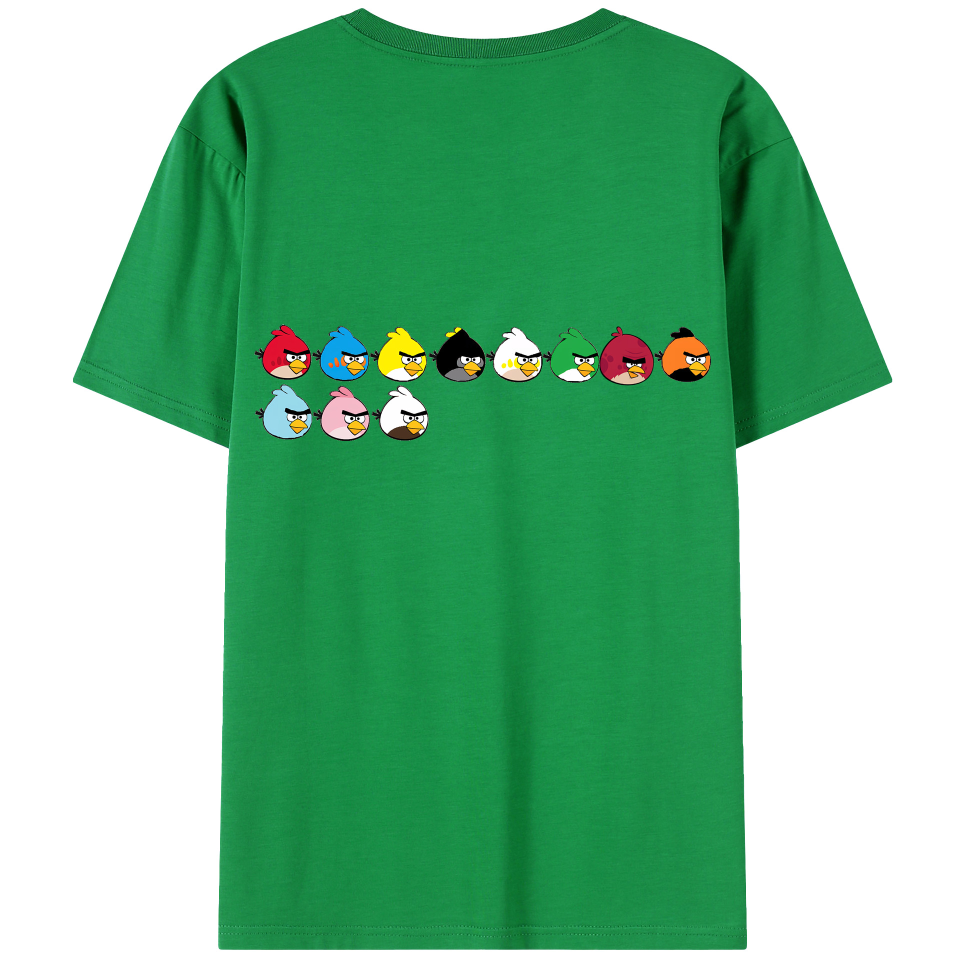 （画像用） Angry Birds アングリーバード 綿100％ メンズ半袖Tシャツ（バックプリント） 通気性
