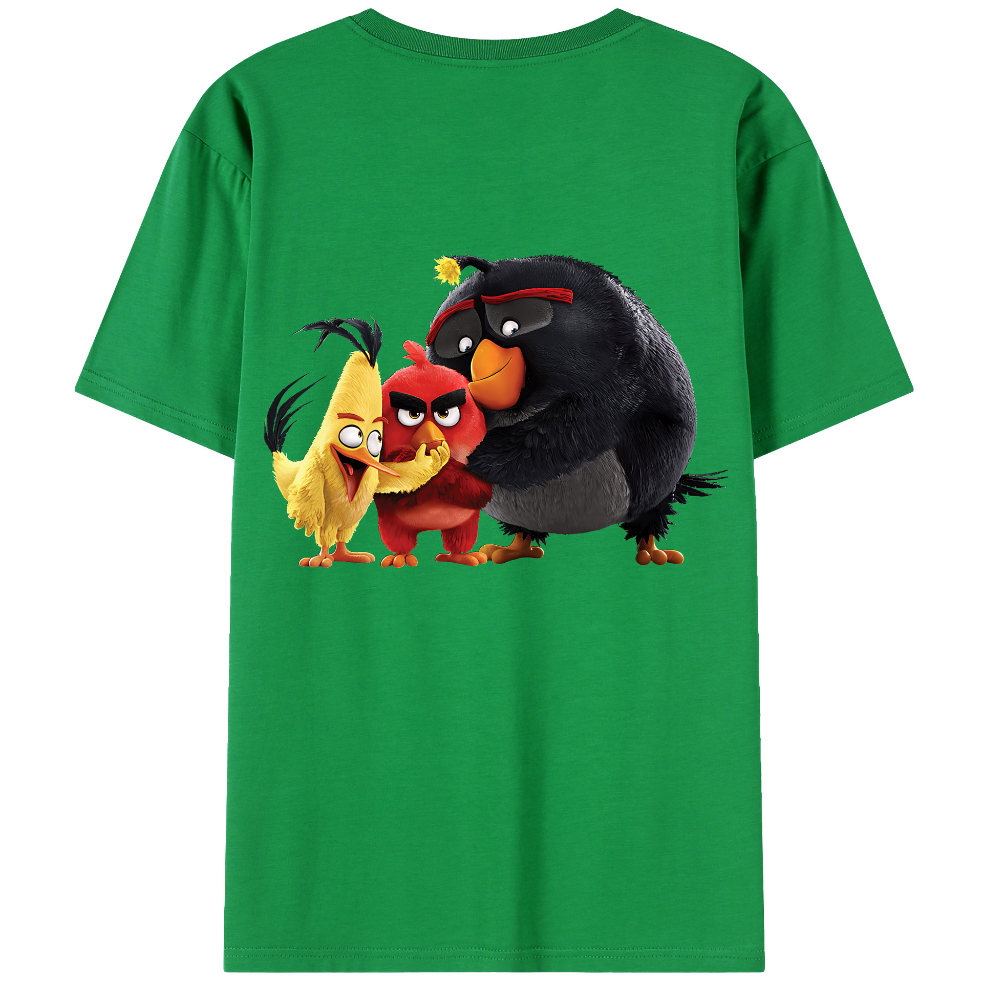 （画像用） Angry Birds アングリーバード 綿100％ メンズ半袖Tシャツ（バックプリント） 通気性