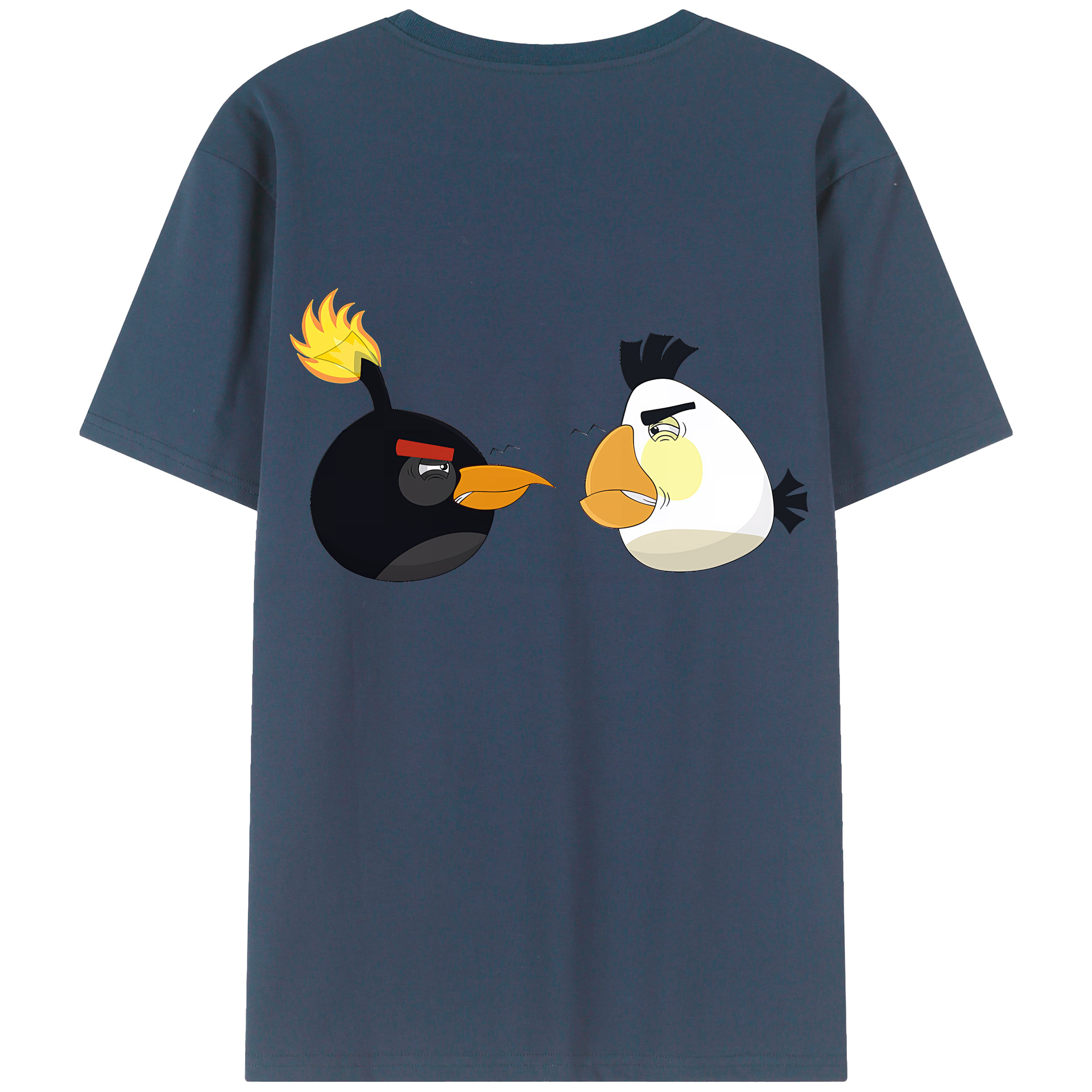 （画像用） Angry Birds アングリーバード 綿100％ メンズ半袖Tシャツ（バックプリント） 通気性