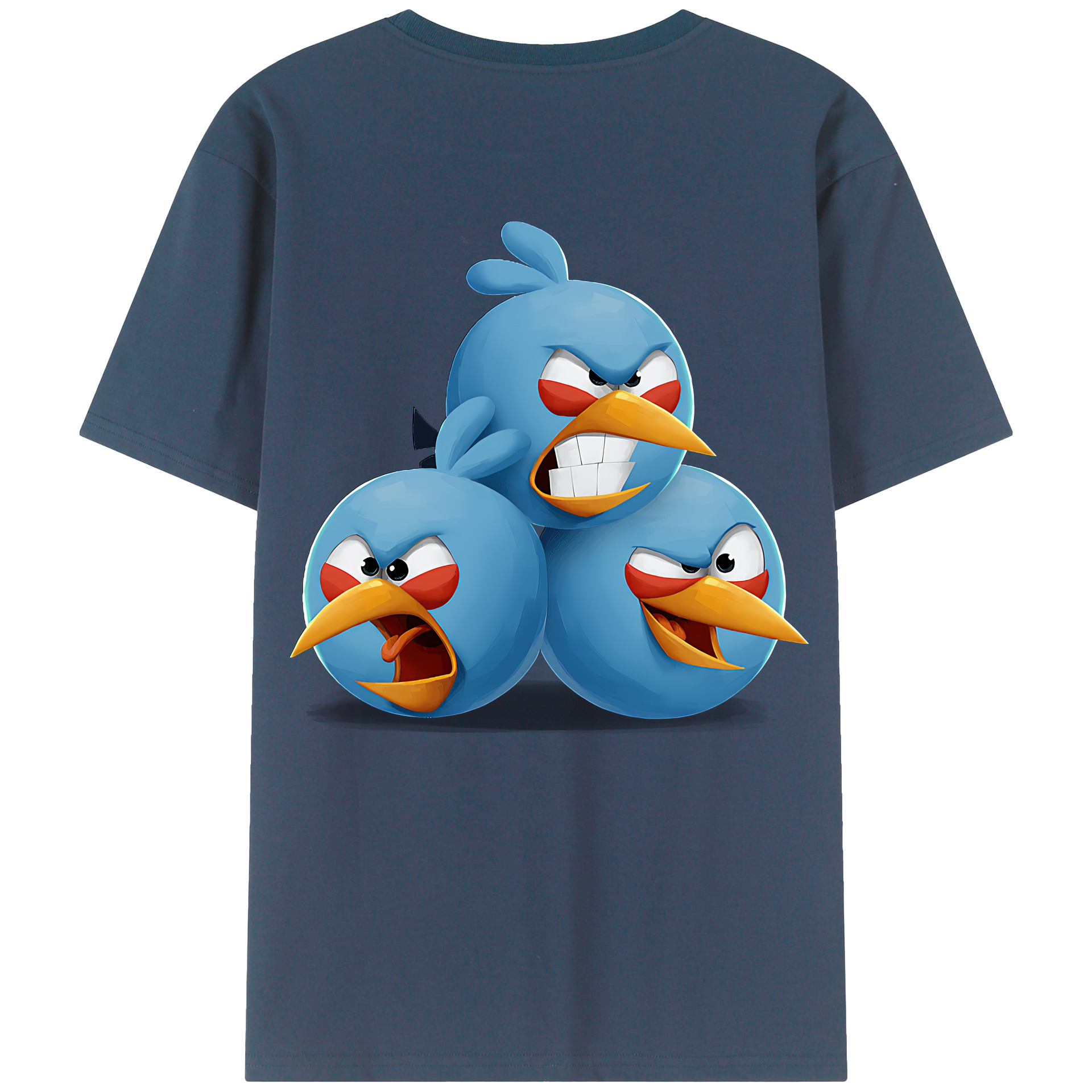 （画像用） Angry Birds アングリーバード 綿100％ メンズ半袖Tシャツ（バックプリント） 通気性