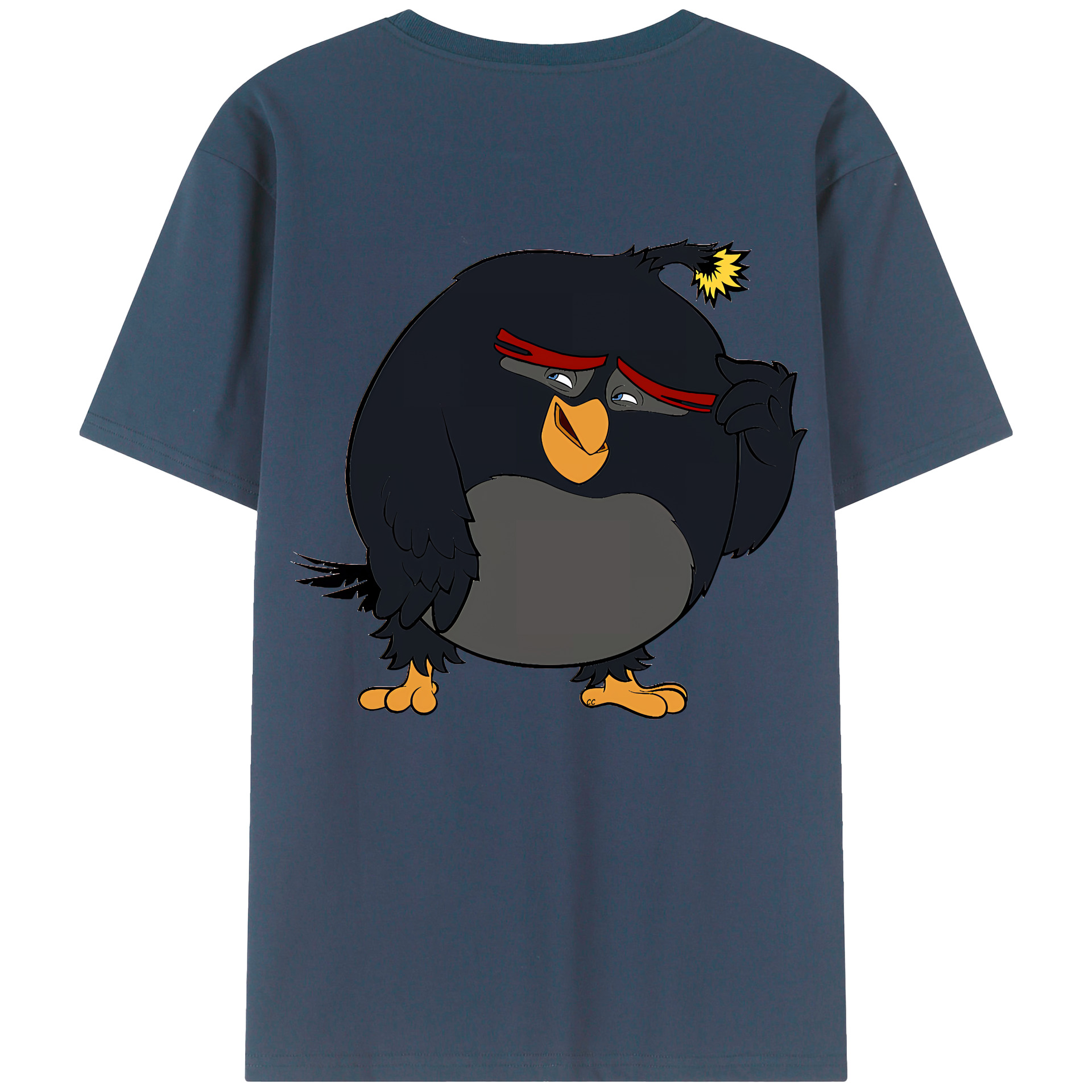 （画像用） Angry Birds アングリーバード 綿100％ メンズ半袖Tシャツ（バックプリント） 通気性