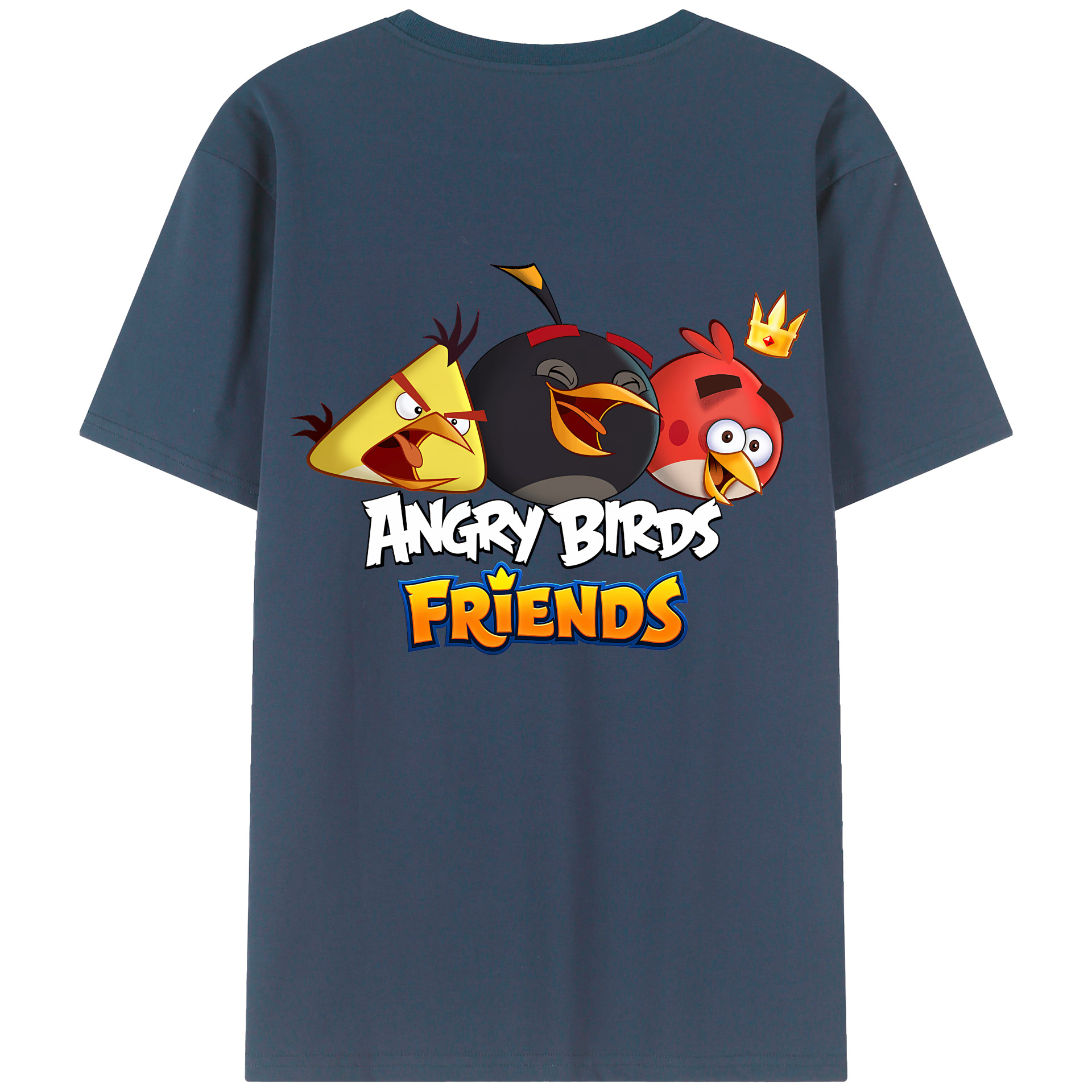（画像用） Angry Birds アングリーバード 綿100％ メンズ半袖Tシャツ（バックプリント） 通気性