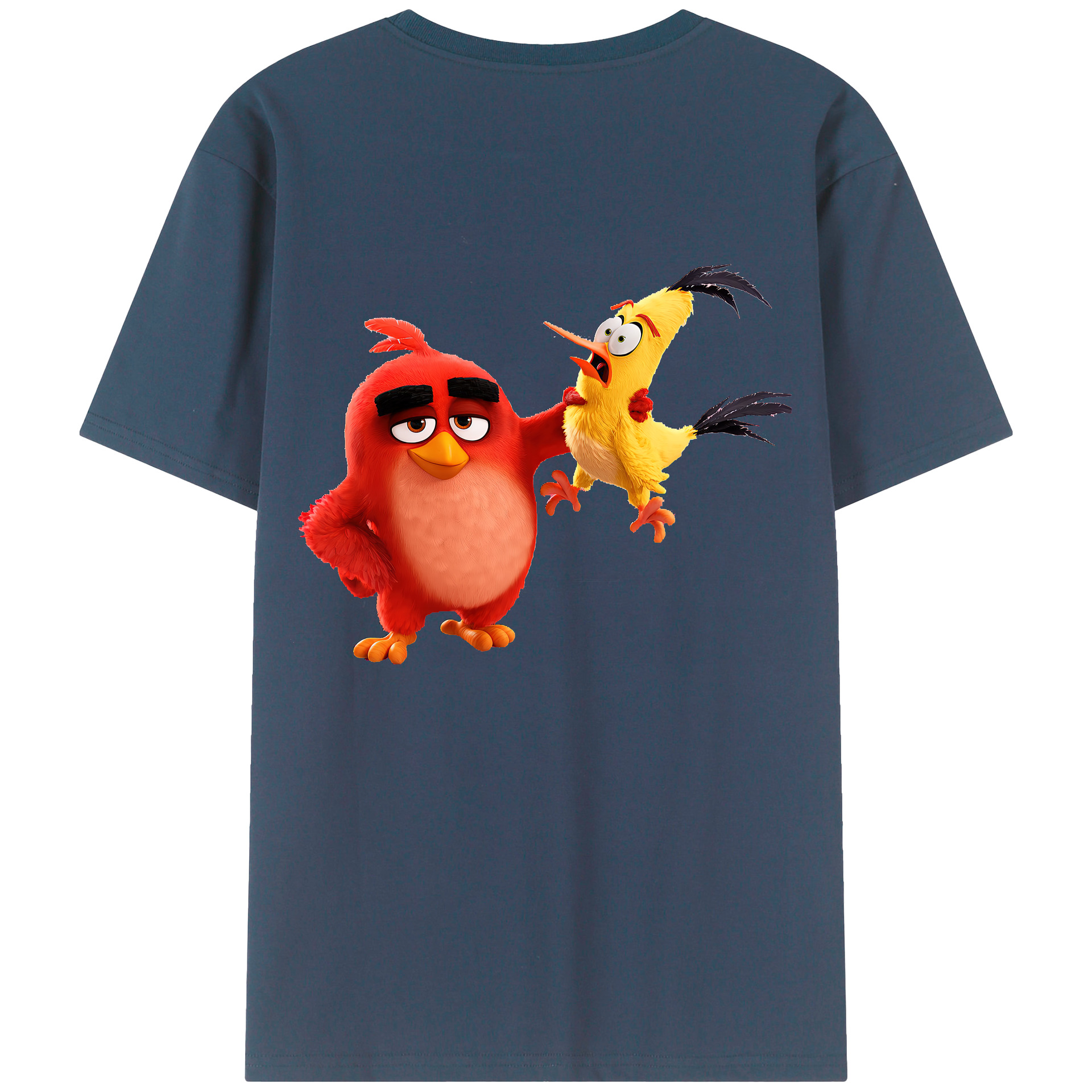（画像用） Angry Birds アングリーバード 綿100％ メンズ半袖Tシャツ（バックプリント） 通気性