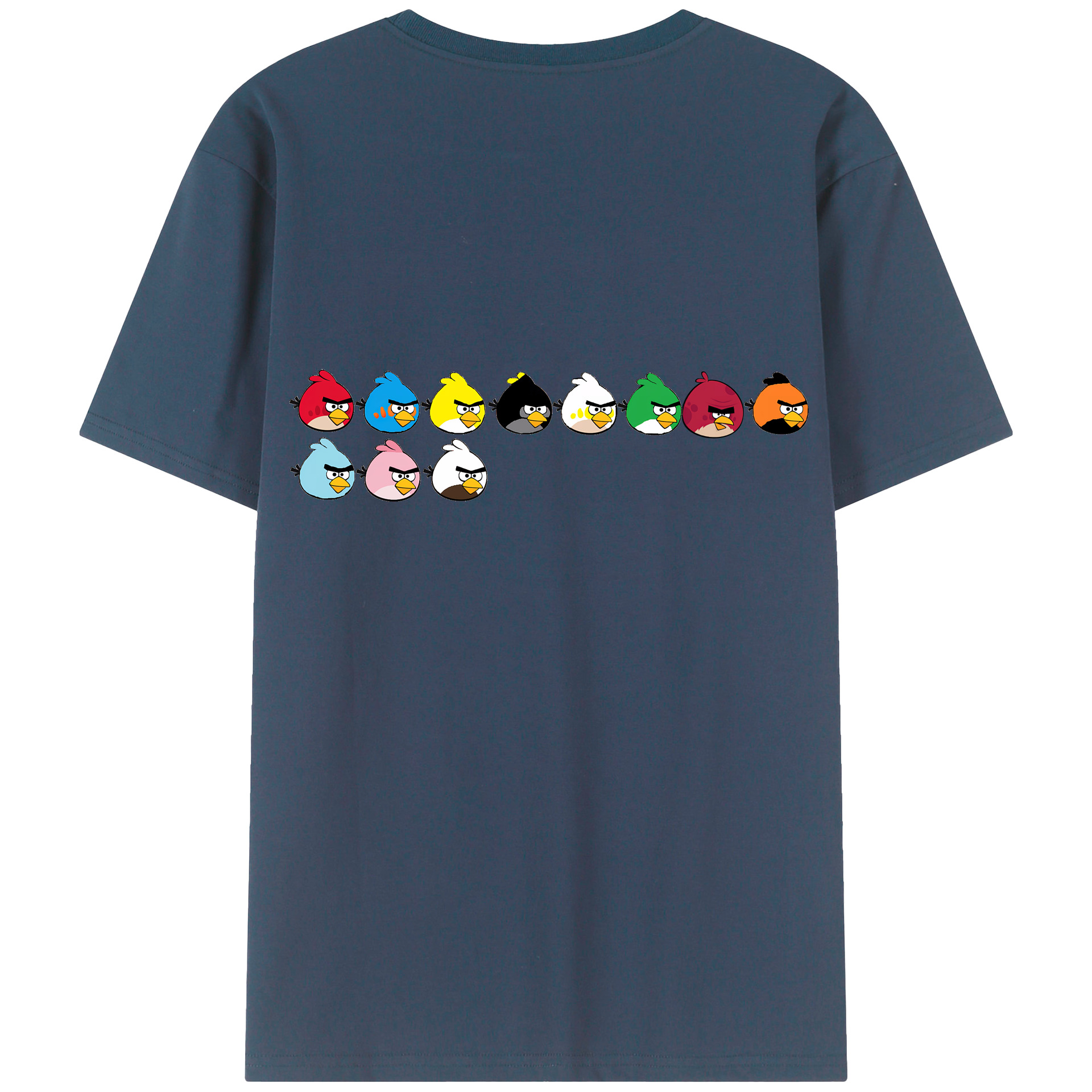 （画像用） Angry Birds アングリーバード 綿100％ メンズ半袖Tシャツ（バックプリント） 通気性