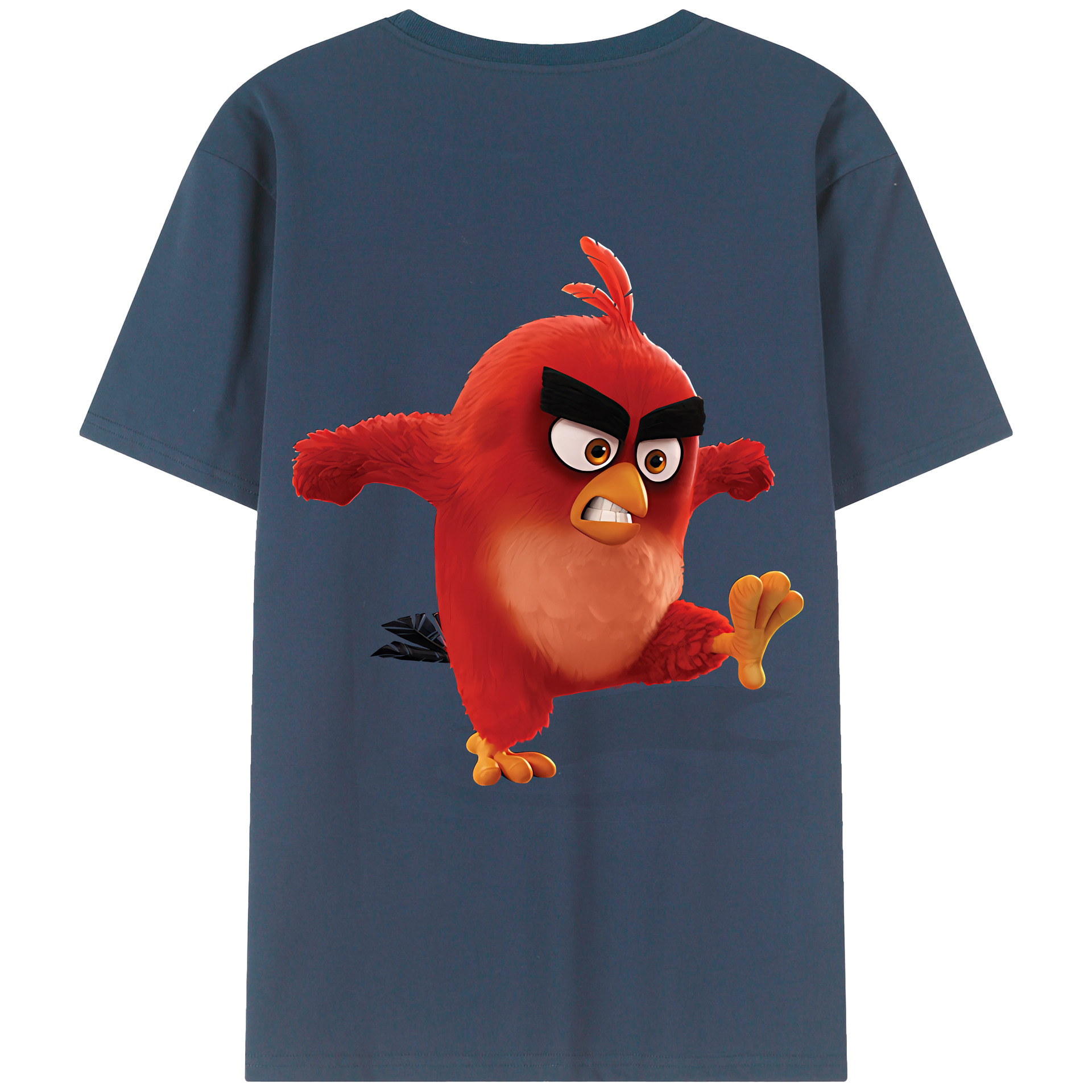 （画像用） Angry Birds アングリーバード 綿100％ メンズ半袖Tシャツ（バックプリント） 通気性