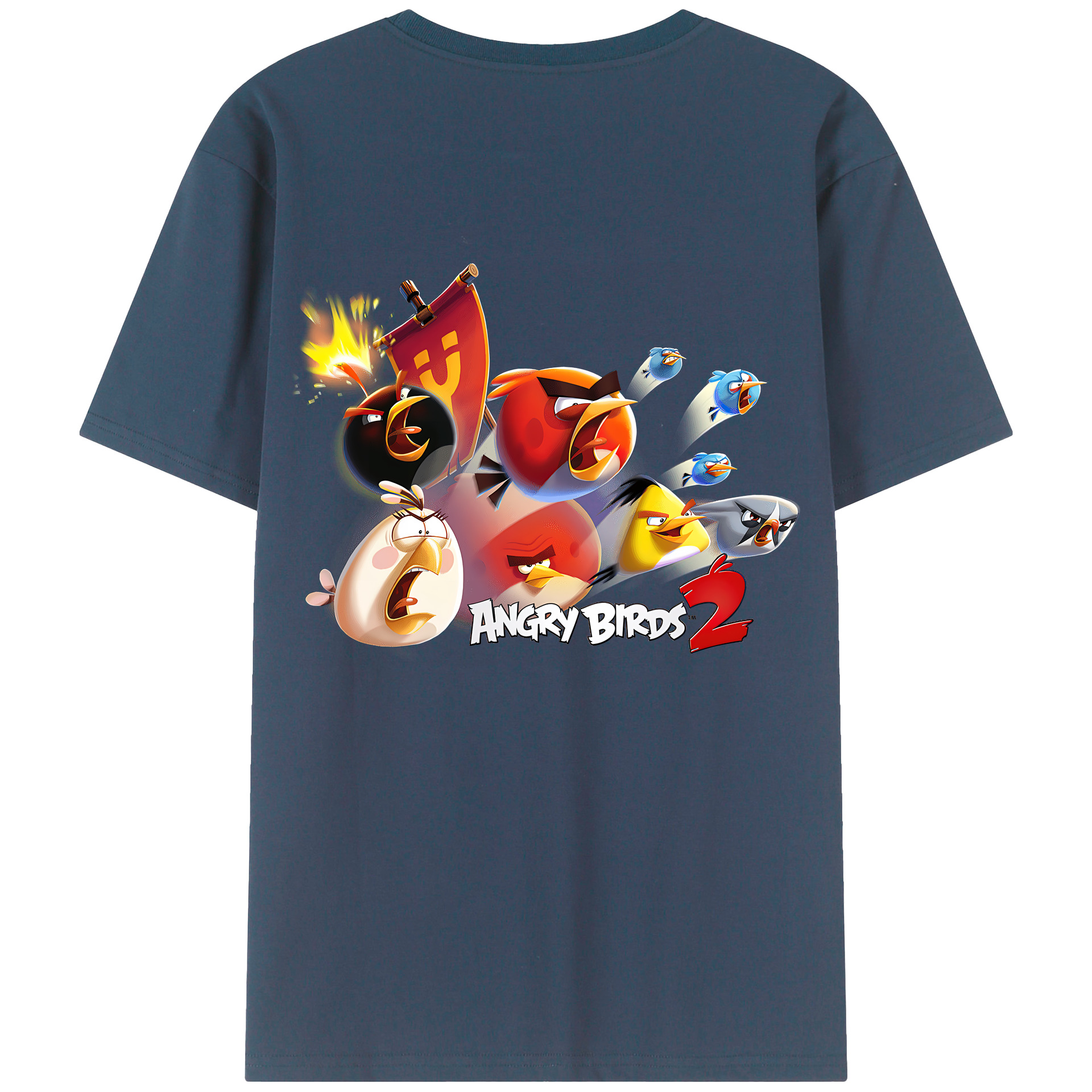 （画像用） Angry Birds アングリーバード 綿100％ メンズ半袖Tシャツ（バックプリント） 通気性