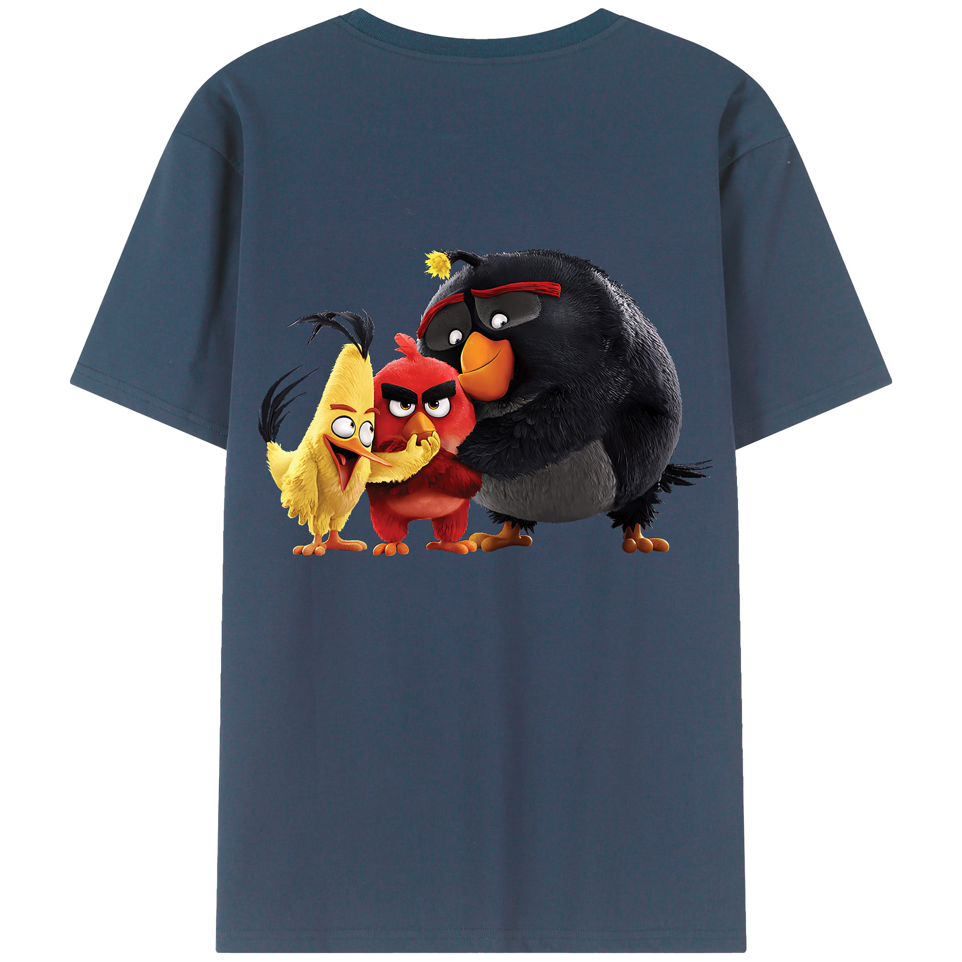 （画像用） Angry Birds アングリーバード 綿100％ メンズ半袖Tシャツ（バックプリント） 通気性