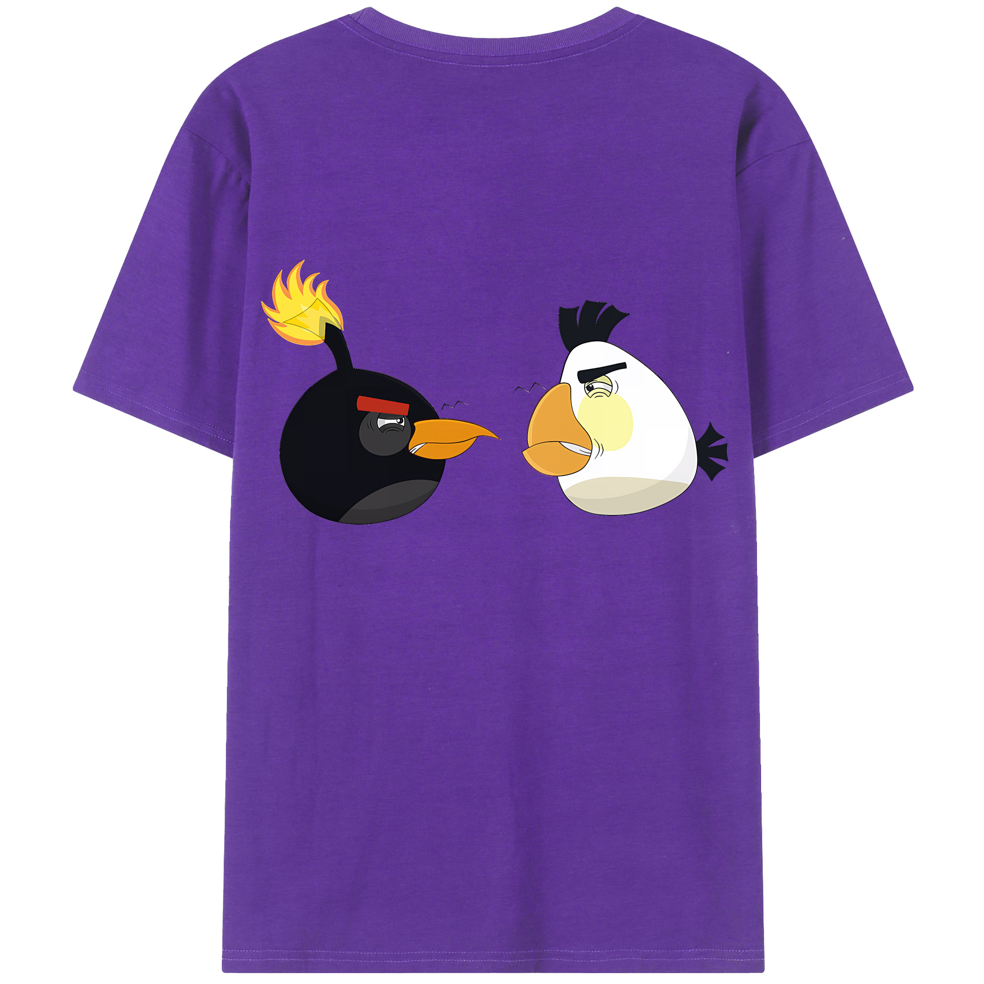（画像用） Angry Birds アングリーバード 綿100％ メンズ半袖Tシャツ（バックプリント） 通気性