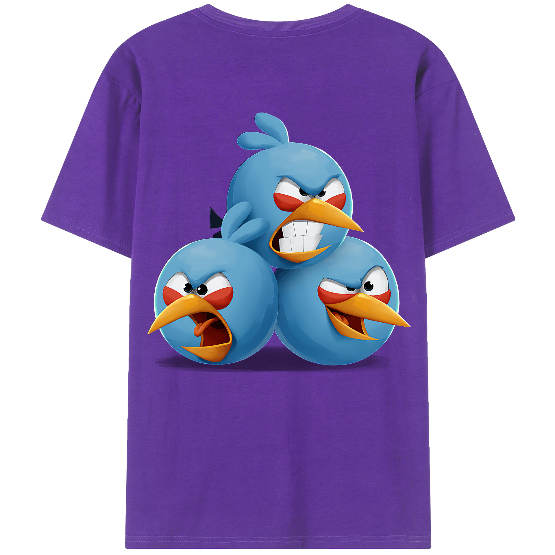 （画像用） Angry Birds アングリーバード 綿100％ メンズ半袖Tシャツ（バックプリント） 通気性